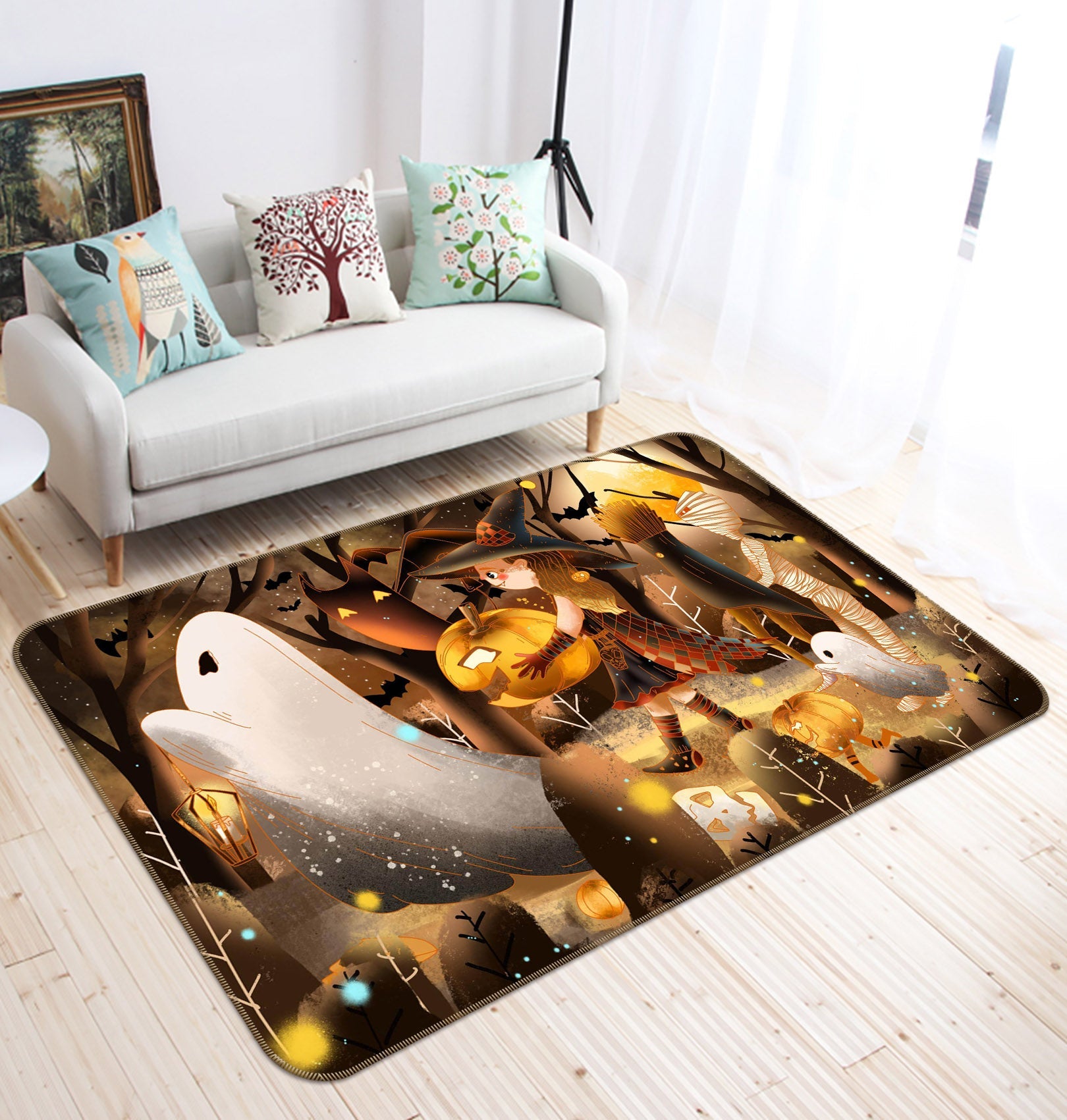 3D Girl Pumpkin Woods 207 Halloween Non Slip Rug Mat Mat AJ Creativity Home