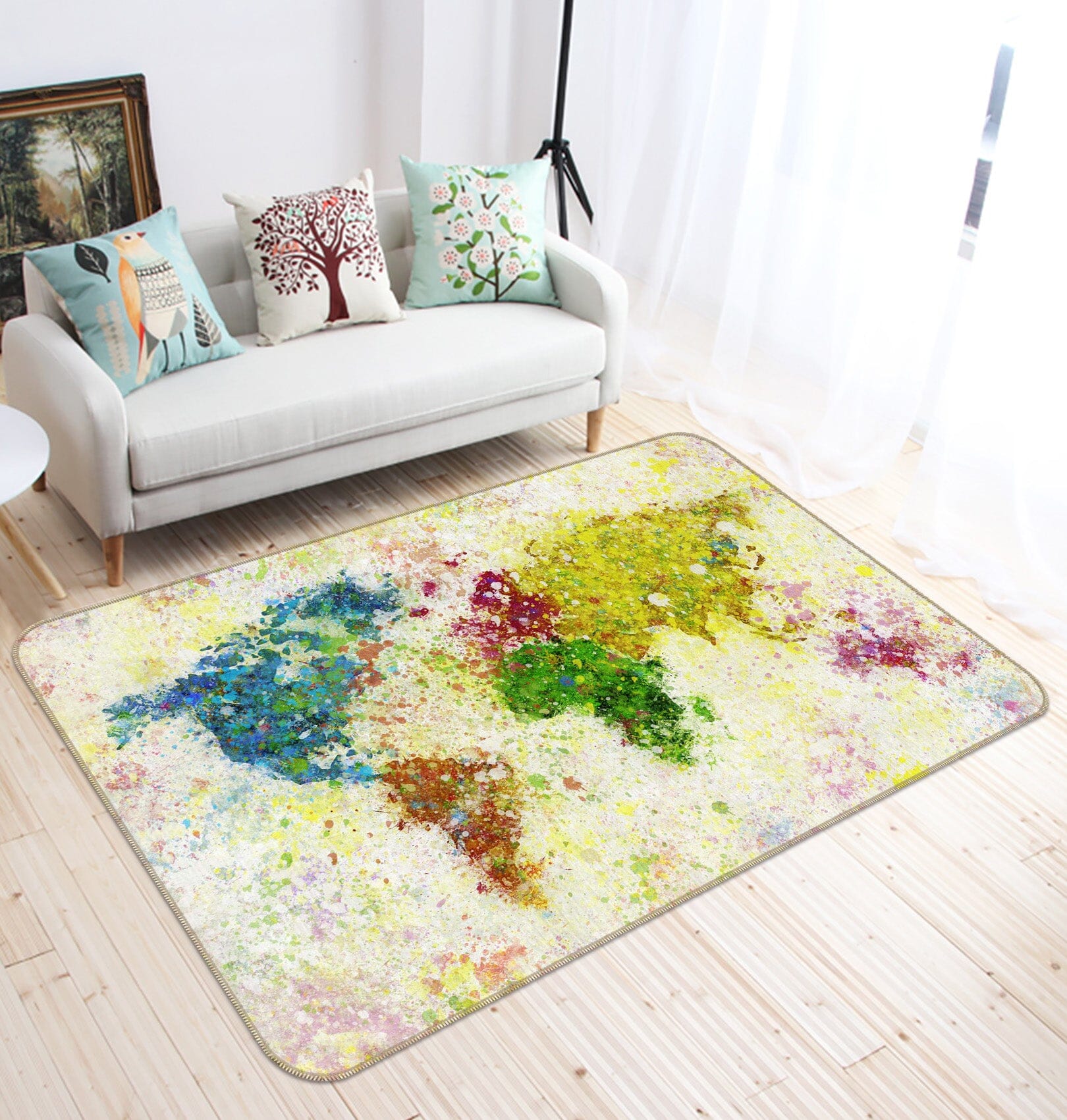3D Color Graffiti 224 World Map Non Slip Rug Mat Mat AJ Creativity Home