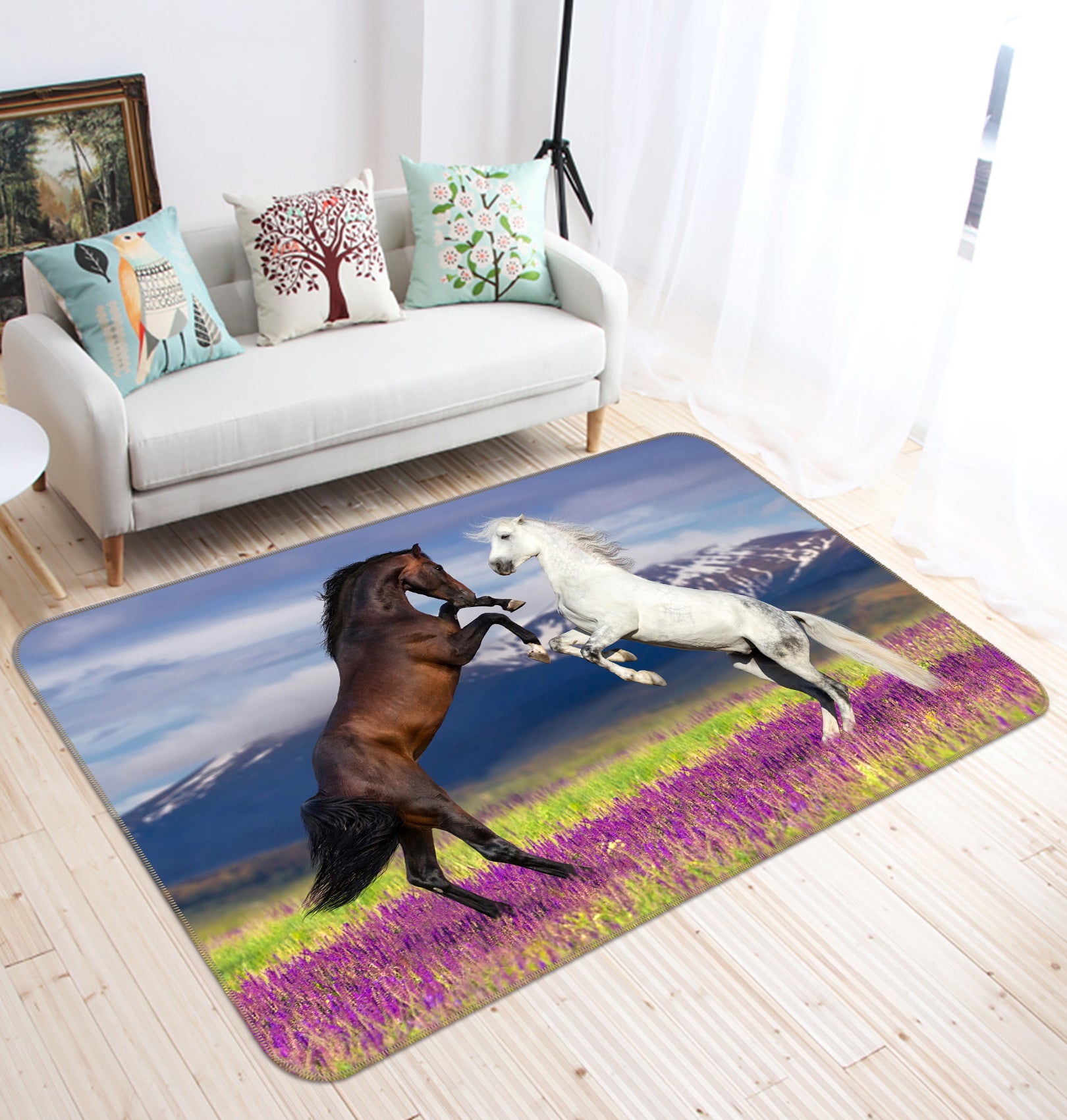 3D Flower Horse 065 Animal Non Slip Rug Mat