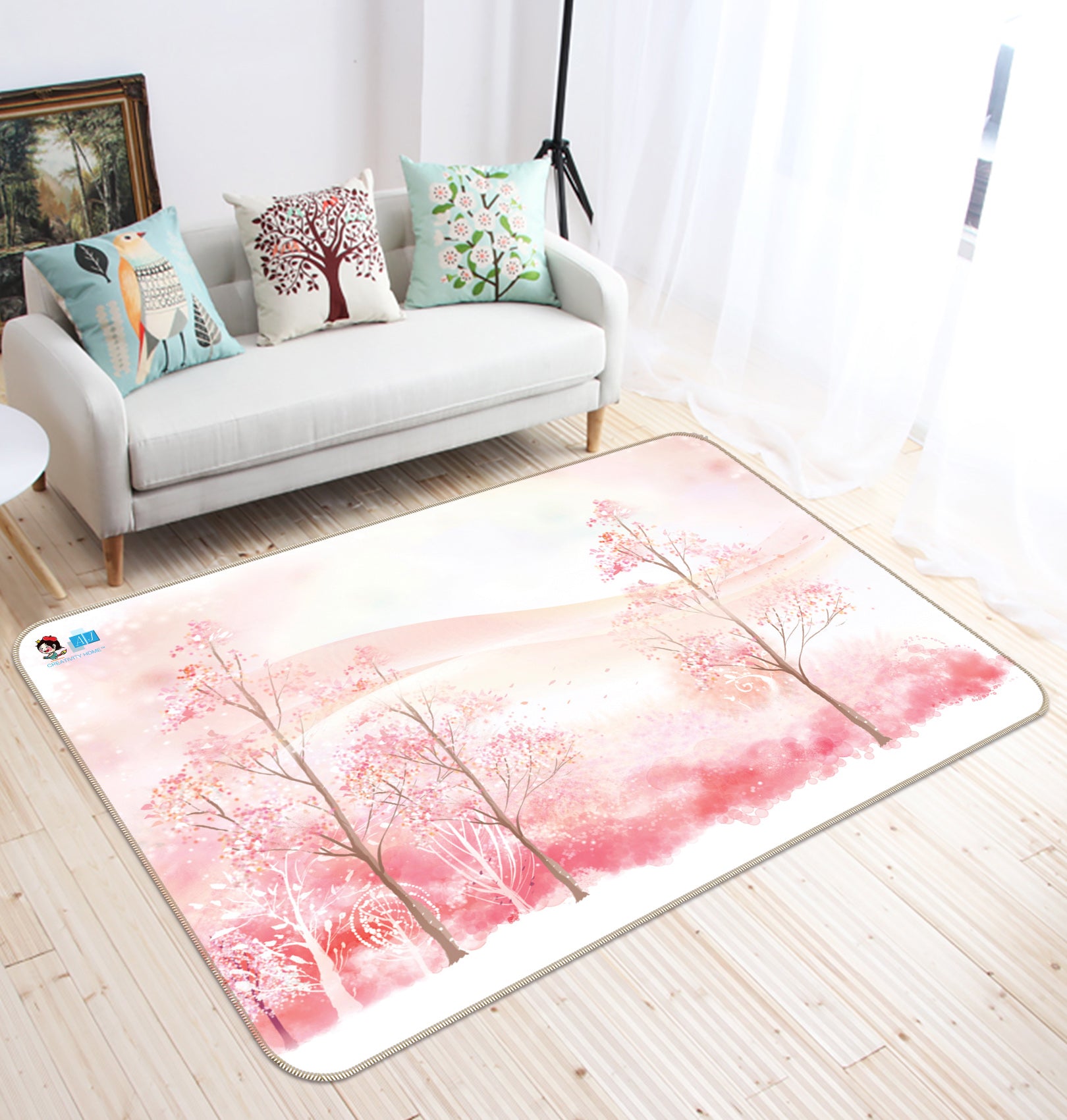 3D Pink Woods 66044 Non Slip Rug Mat