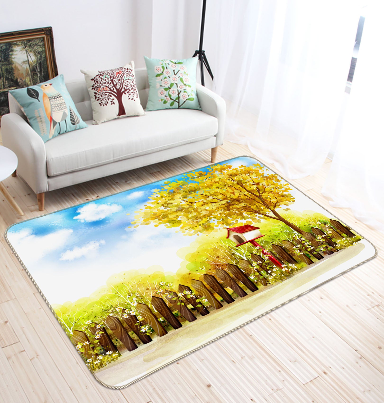 3D Tree Fence 33129 Non Slip Rug Mat