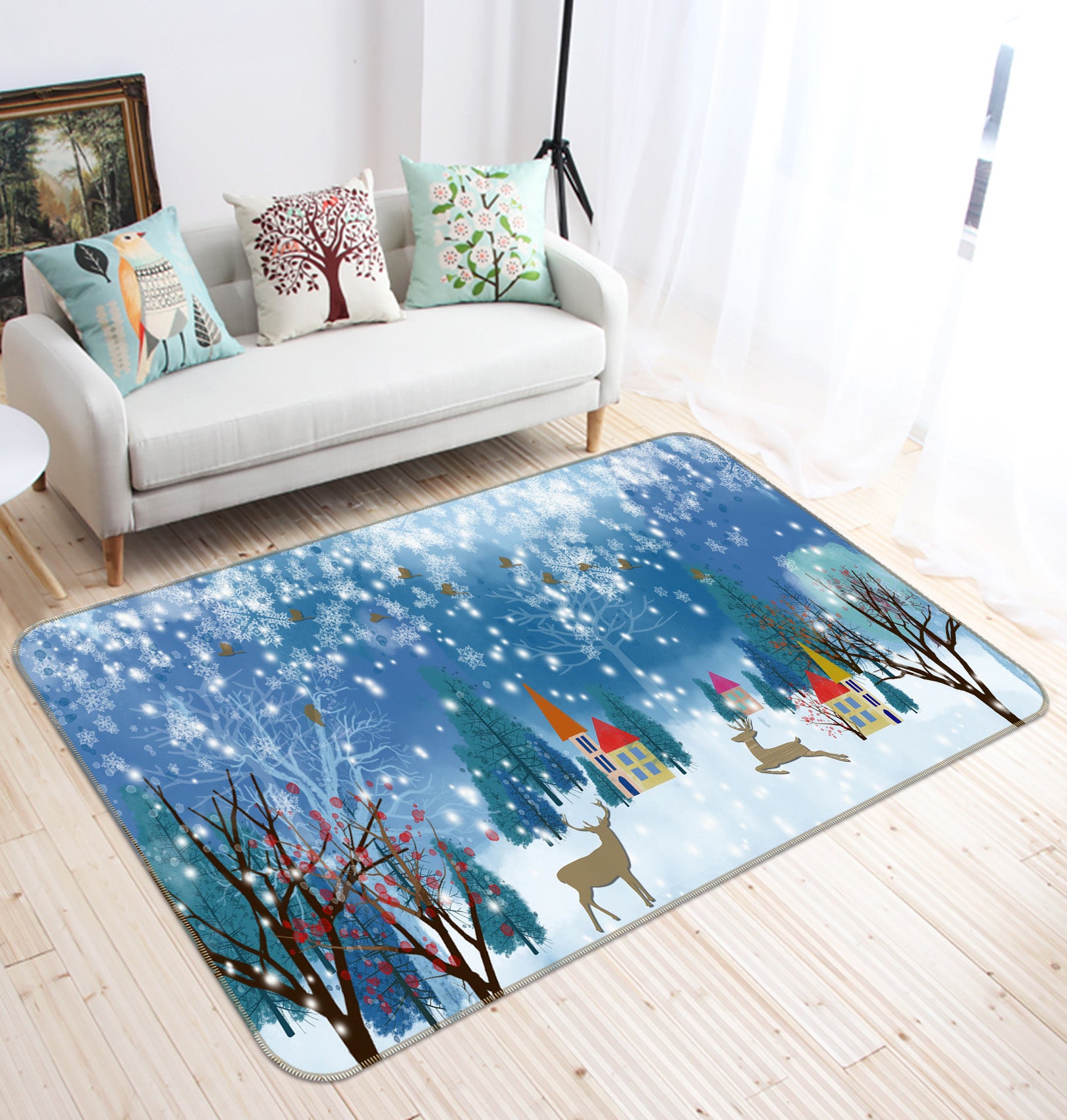 3D Snow Deer 65125 Non Slip Rug Mat