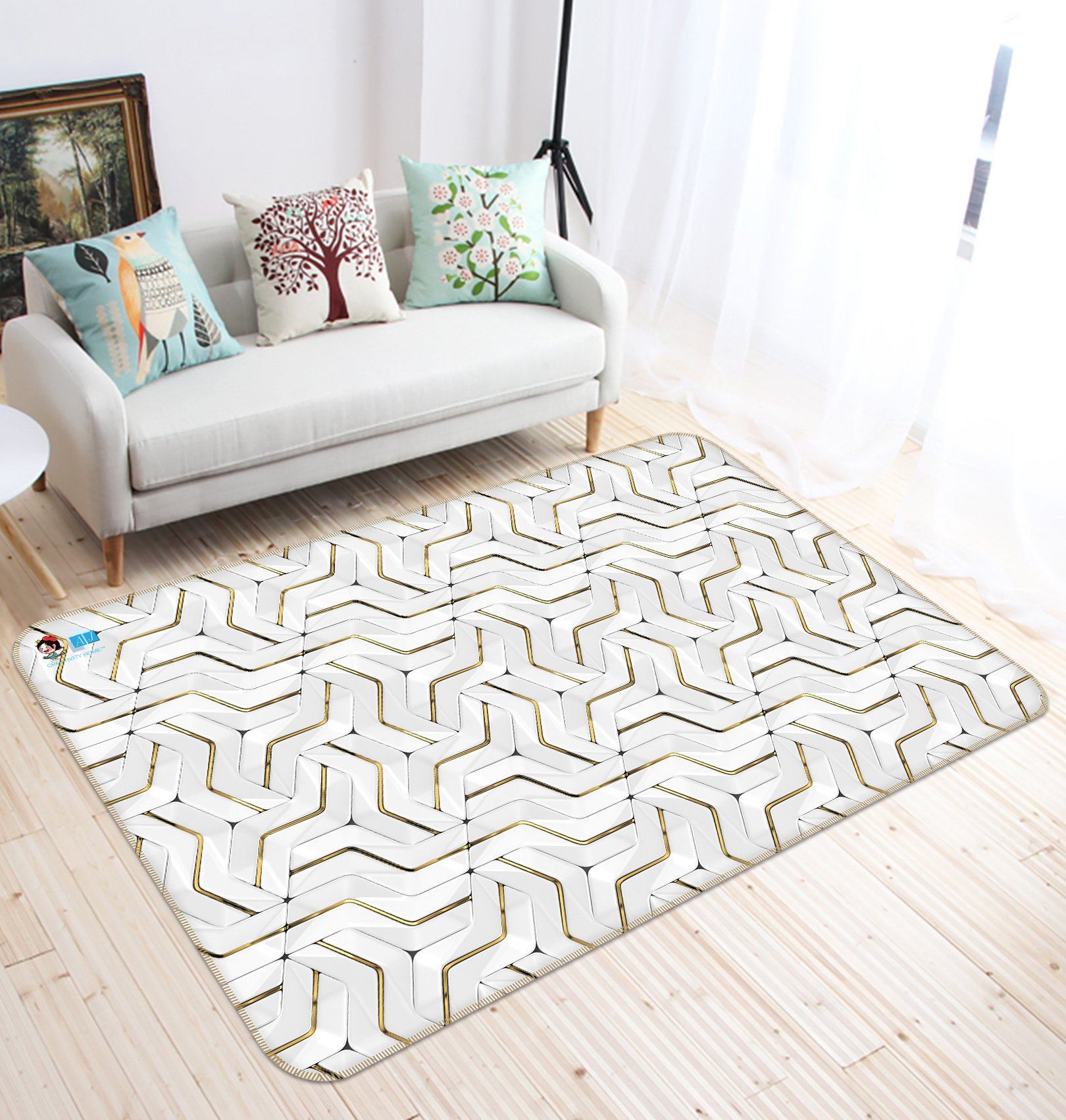 3D Triangular Stitching 46 Non Slip Rug Mat Mat AJ Creativity Home