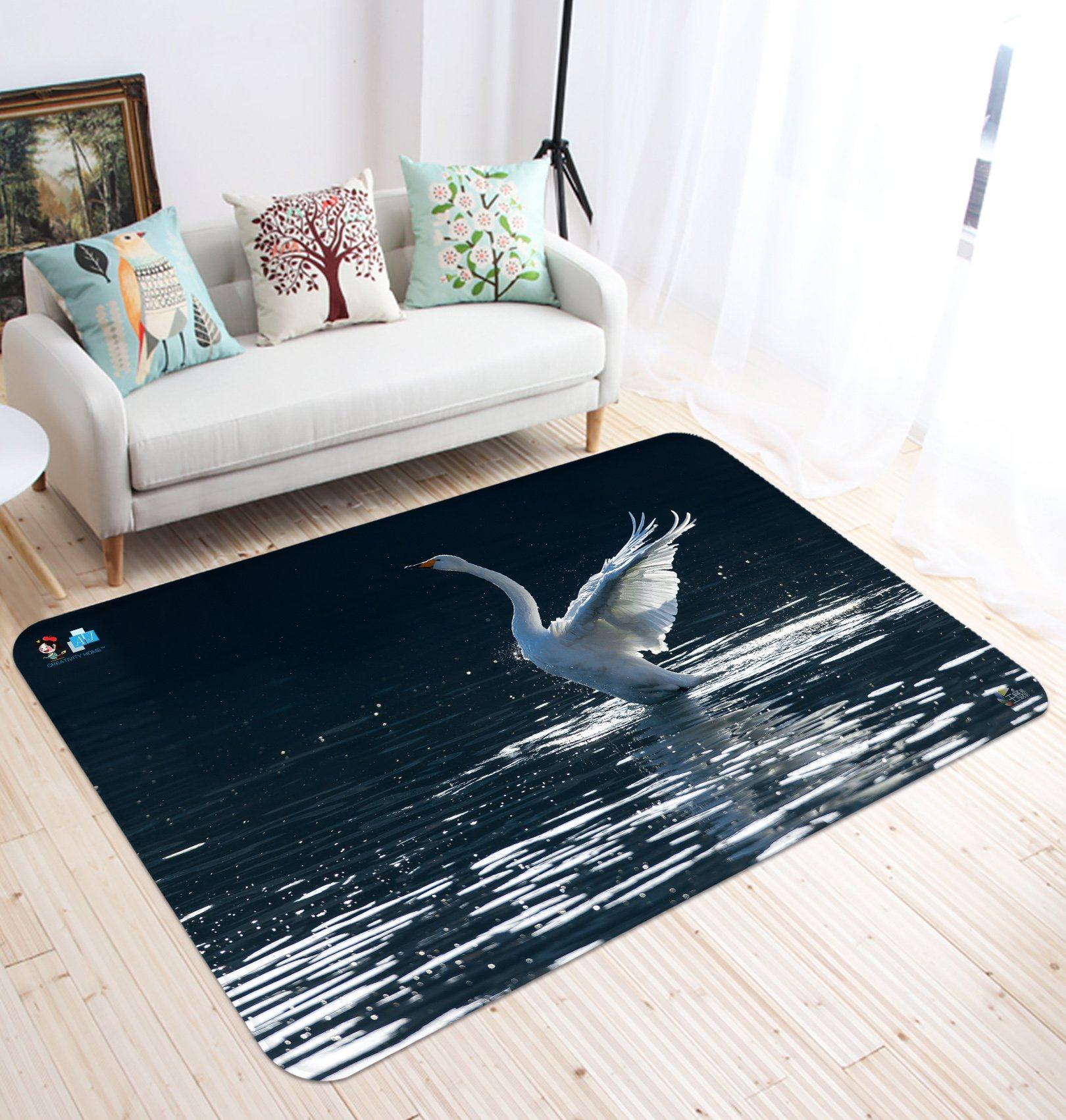 3D Swan 3429 Non Slip Rug Mat Mat AJ Creativity Home