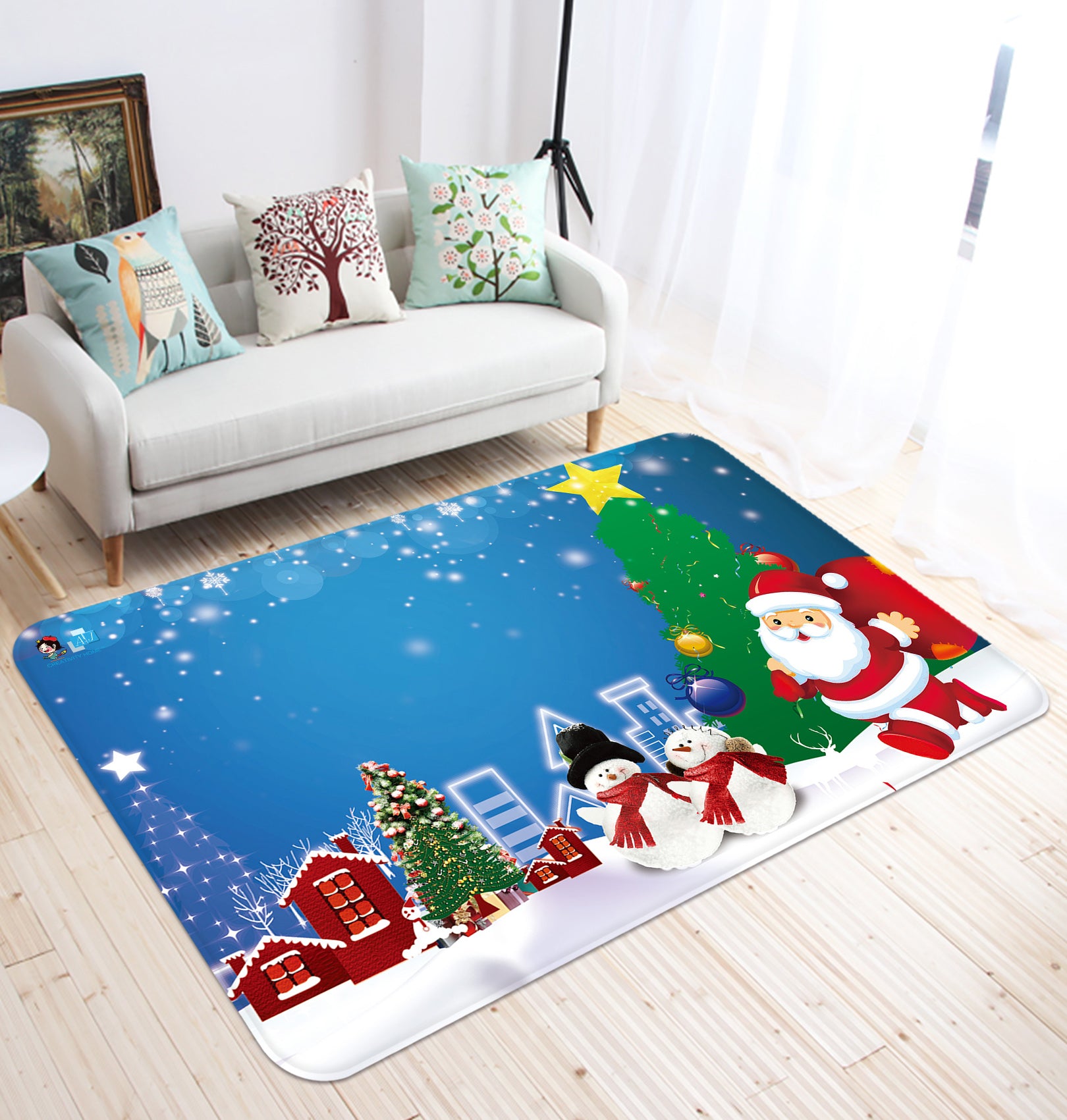 3D Snowman Santa 65173 Christmas Non Slip Rug Mat Xmas