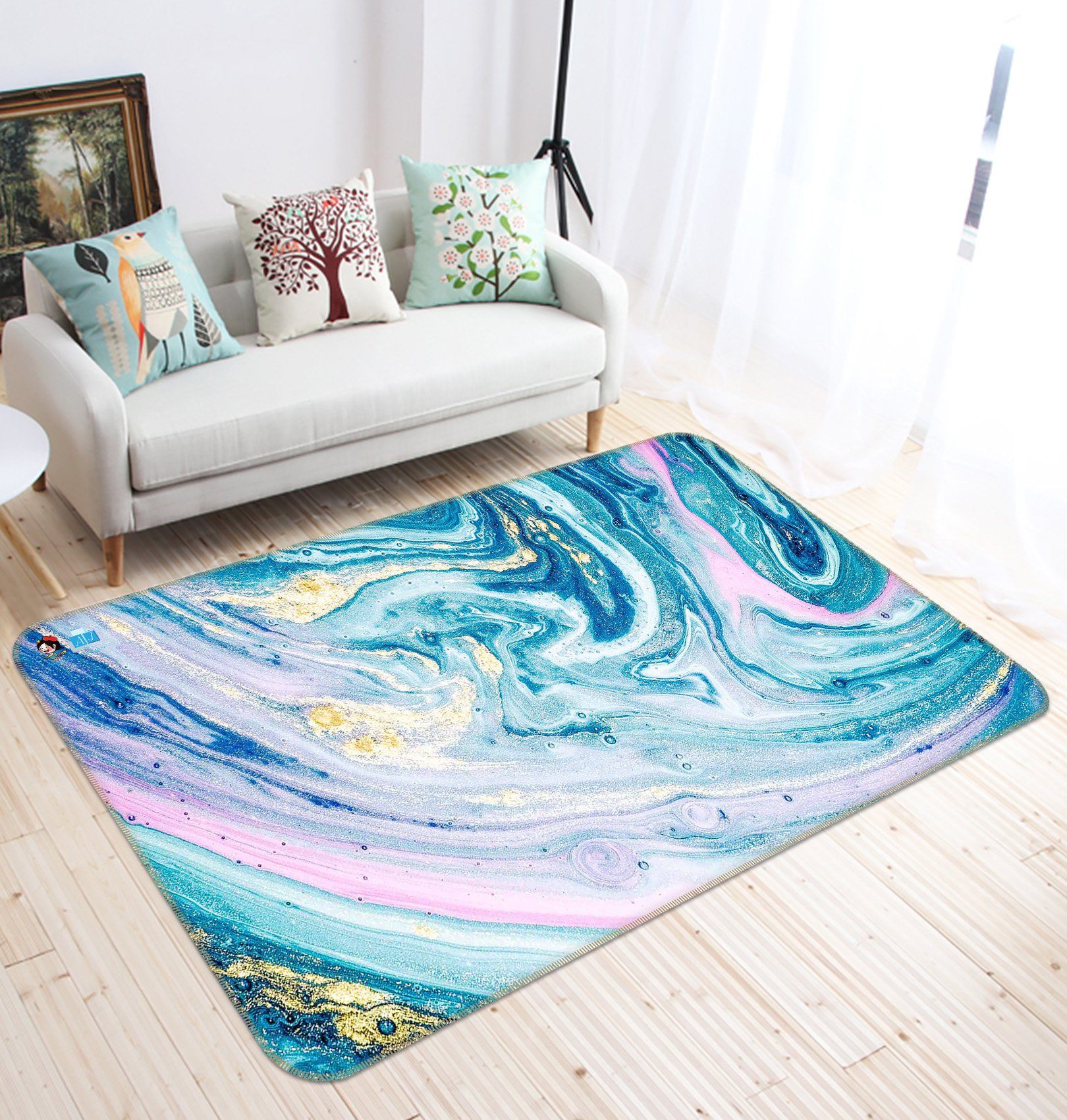 3D Pink Blue Pattern 395 Non Slip Rug Mat Mat AJ Creativity Home