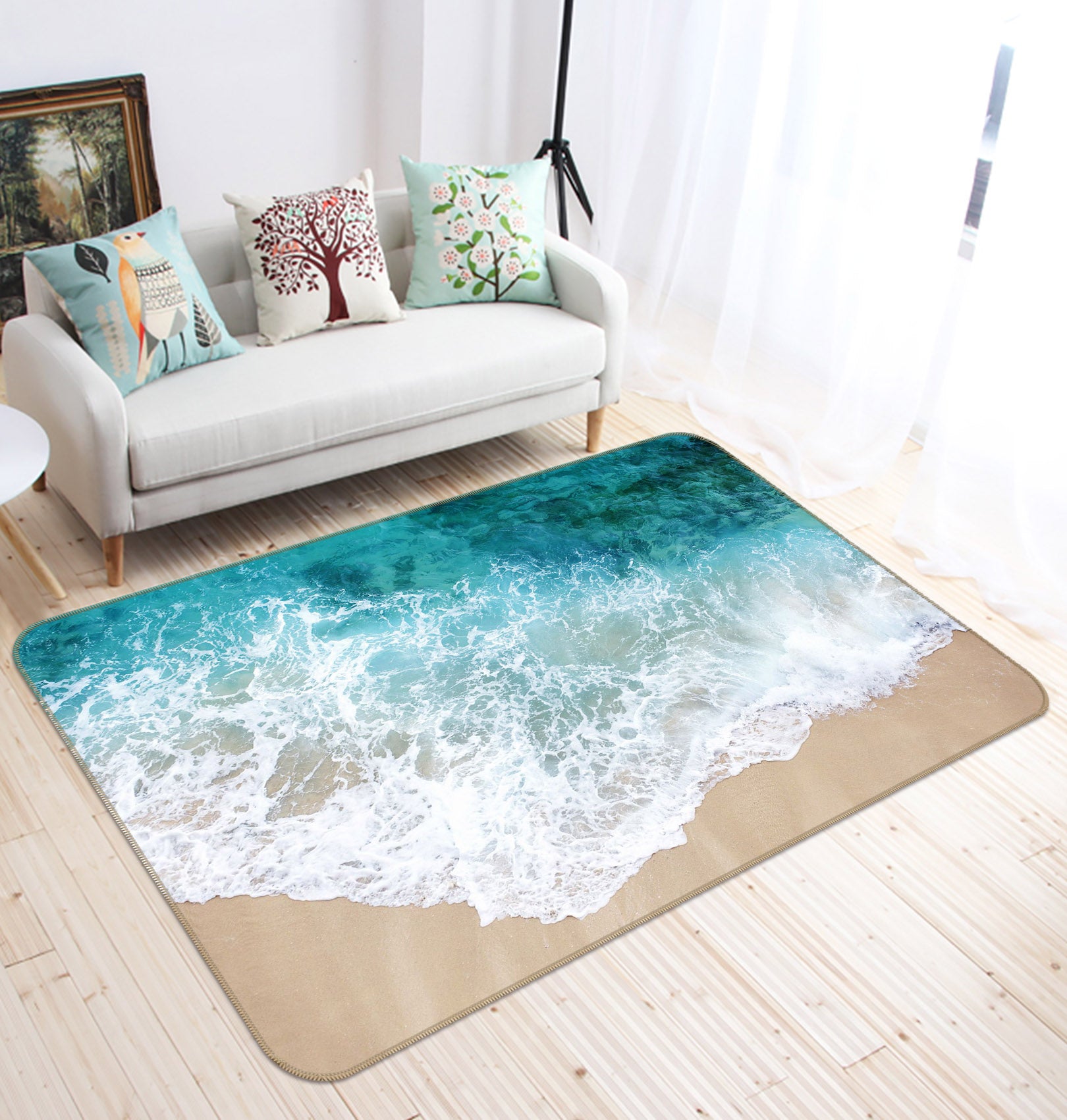 3D Waves Beach 36006 Non Slip Rug Mat