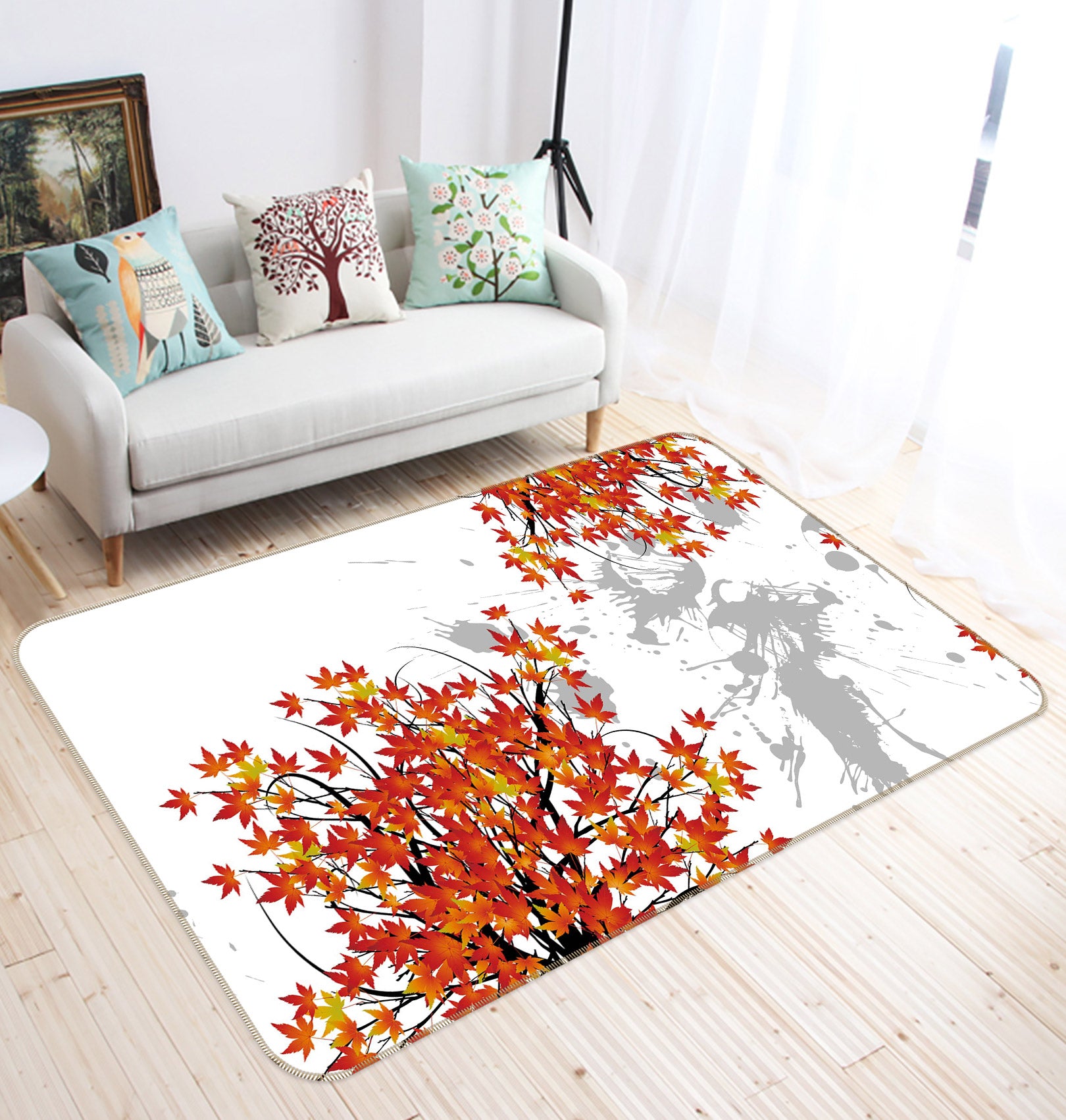 3D Maple Leaves 76027 Non Slip Rug Mat