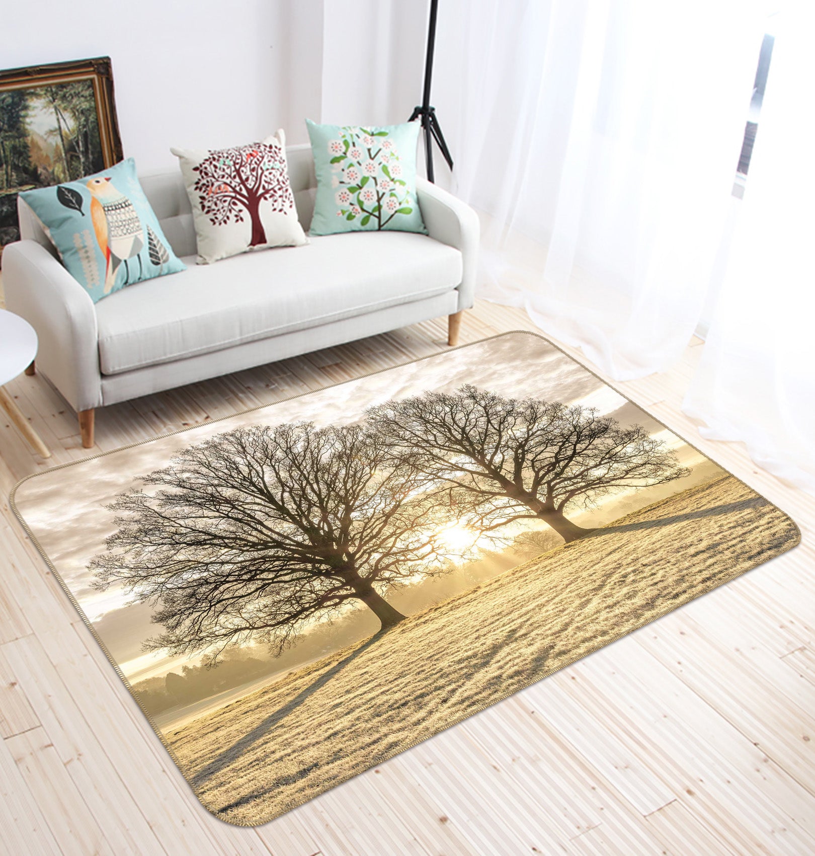 3D Yellow Grassland 168 Assaf Frank Rug Non Slip Rug Mat
