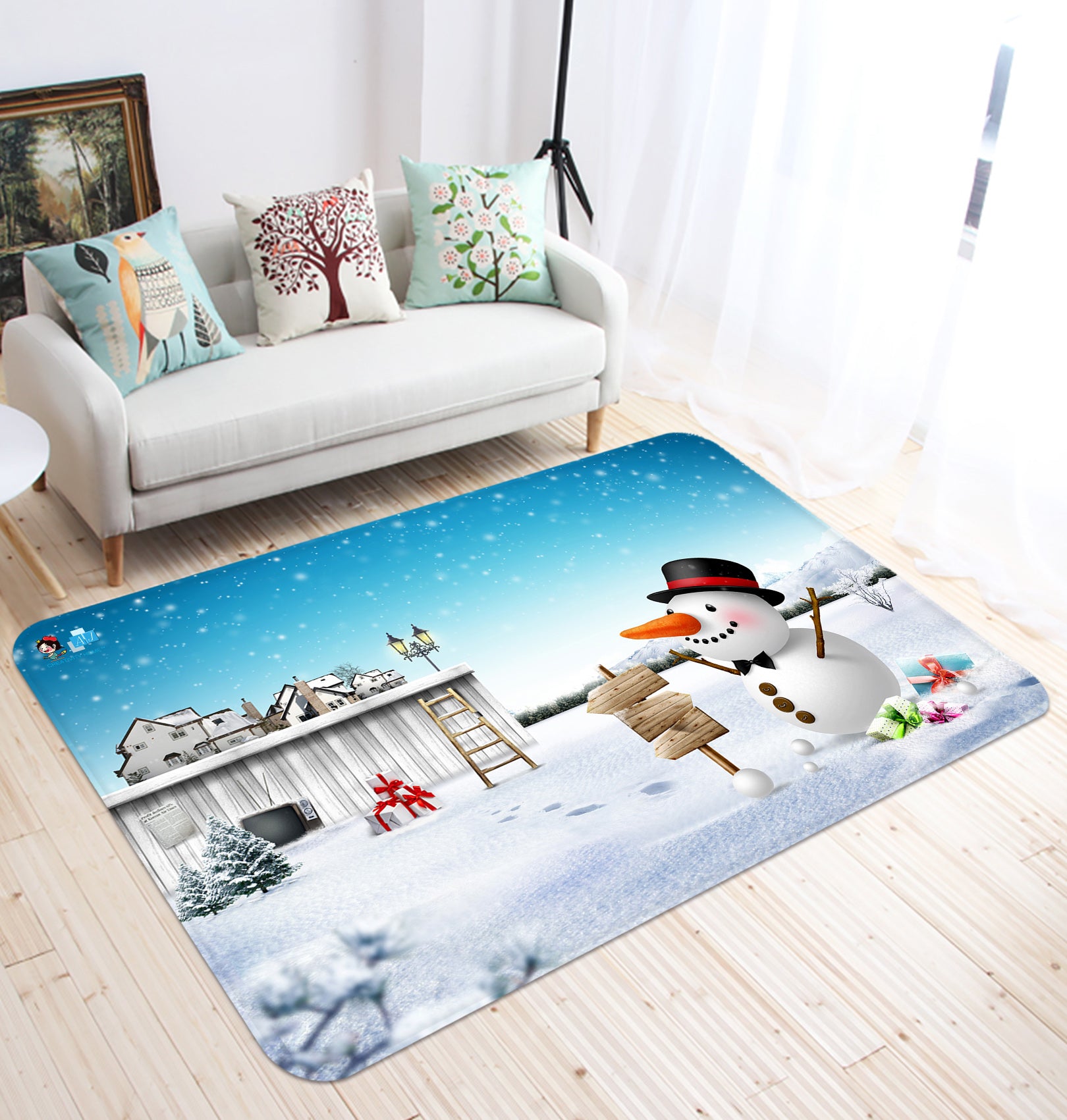3D Snowman 65170 Christmas Non Slip Rug Mat Xmas
