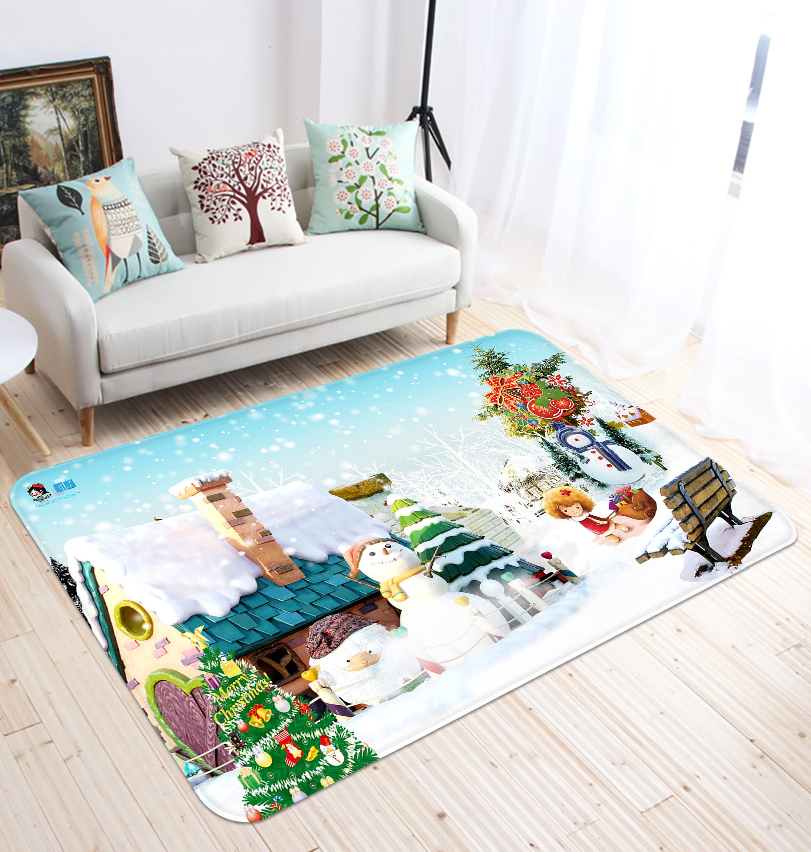 3D Snowman House 65175 Christmas Non Slip Rug Mat Xmas