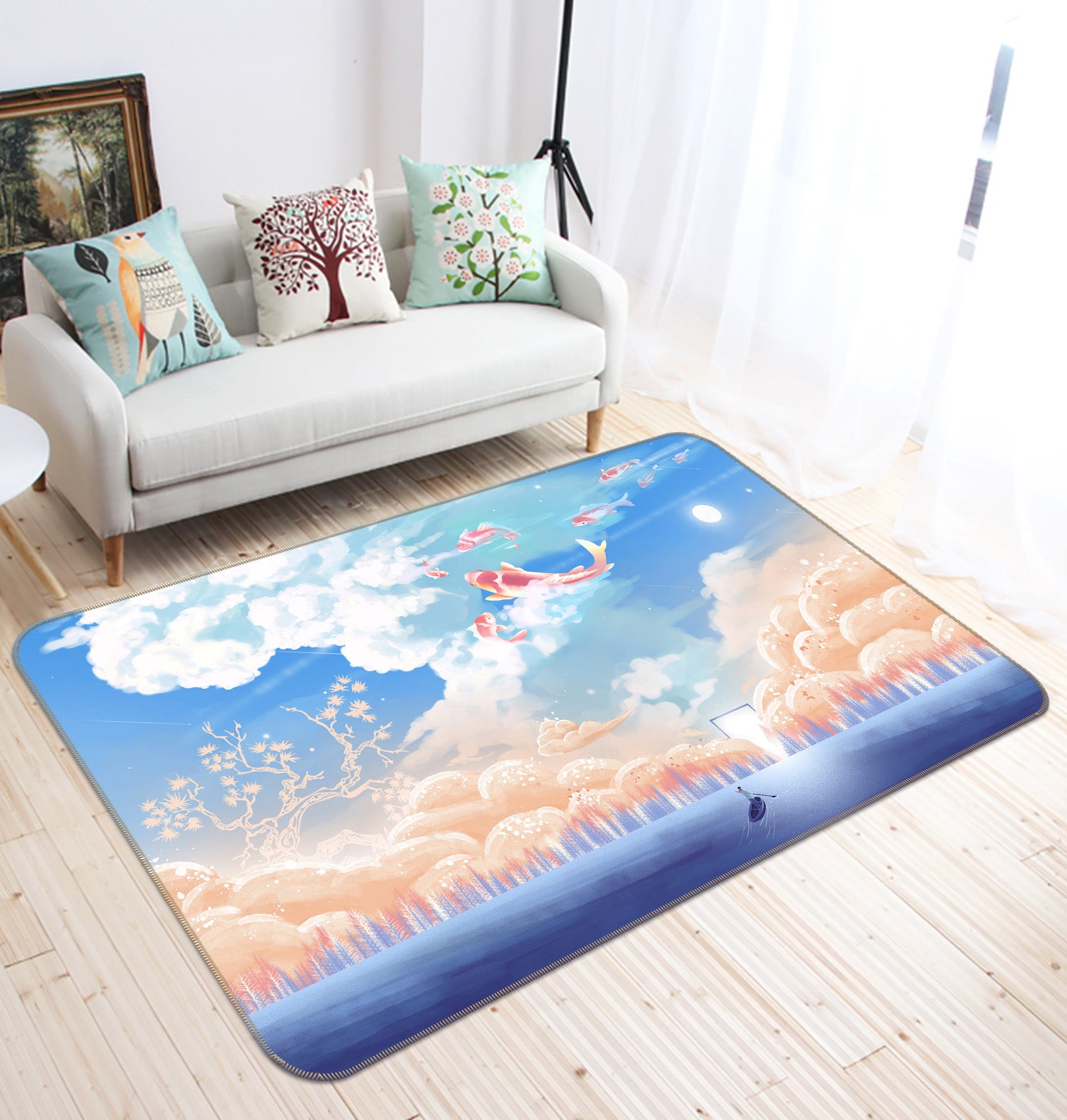 3D Clouds Fish 34051 Non Slip Rug Mat