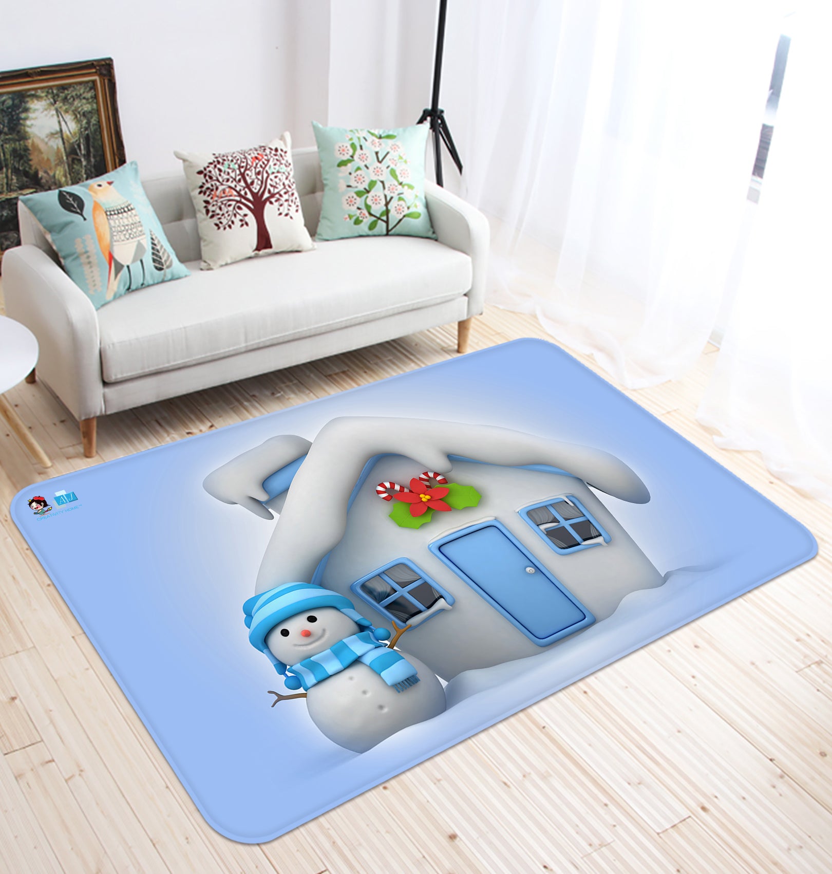 3D Snowman House 65195 Christmas Non Slip Rug Mat Xmas