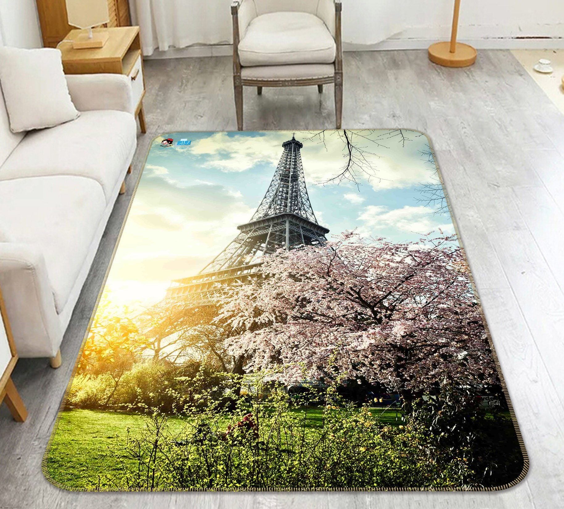 3D Eiffel Tower Flowers 142 Non Slip Rug Mat Mat AJ Creativity Home