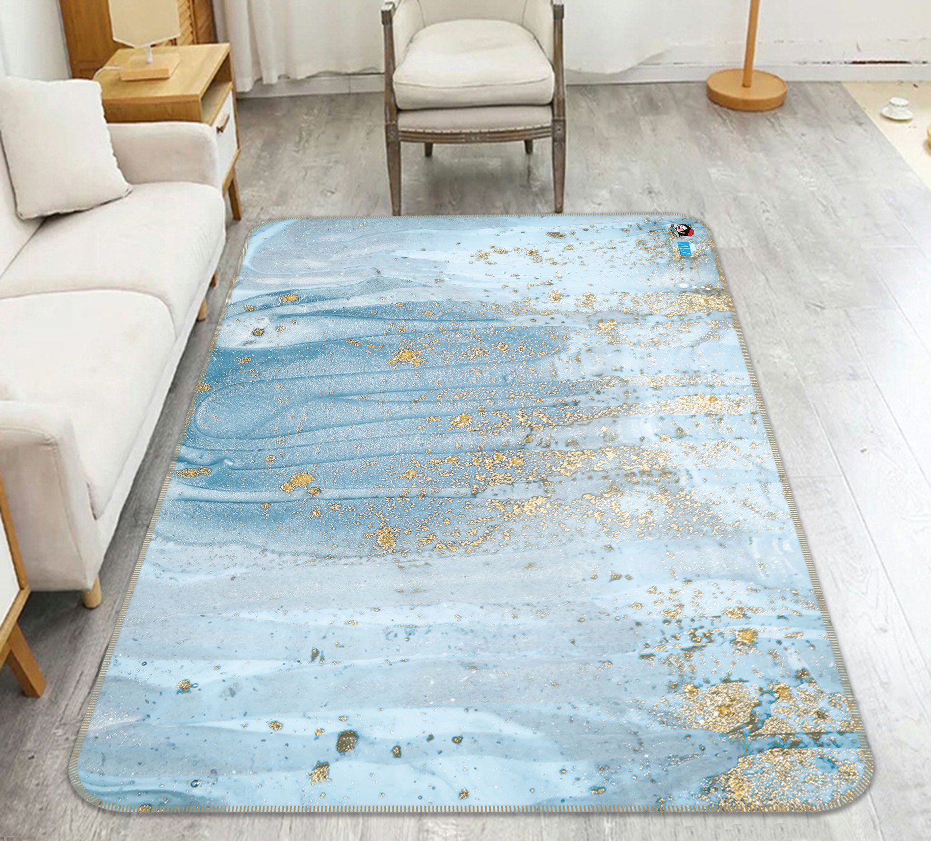 3D Light Blue 57 Non Slip Rug Mat Mat AJ Creativity Home