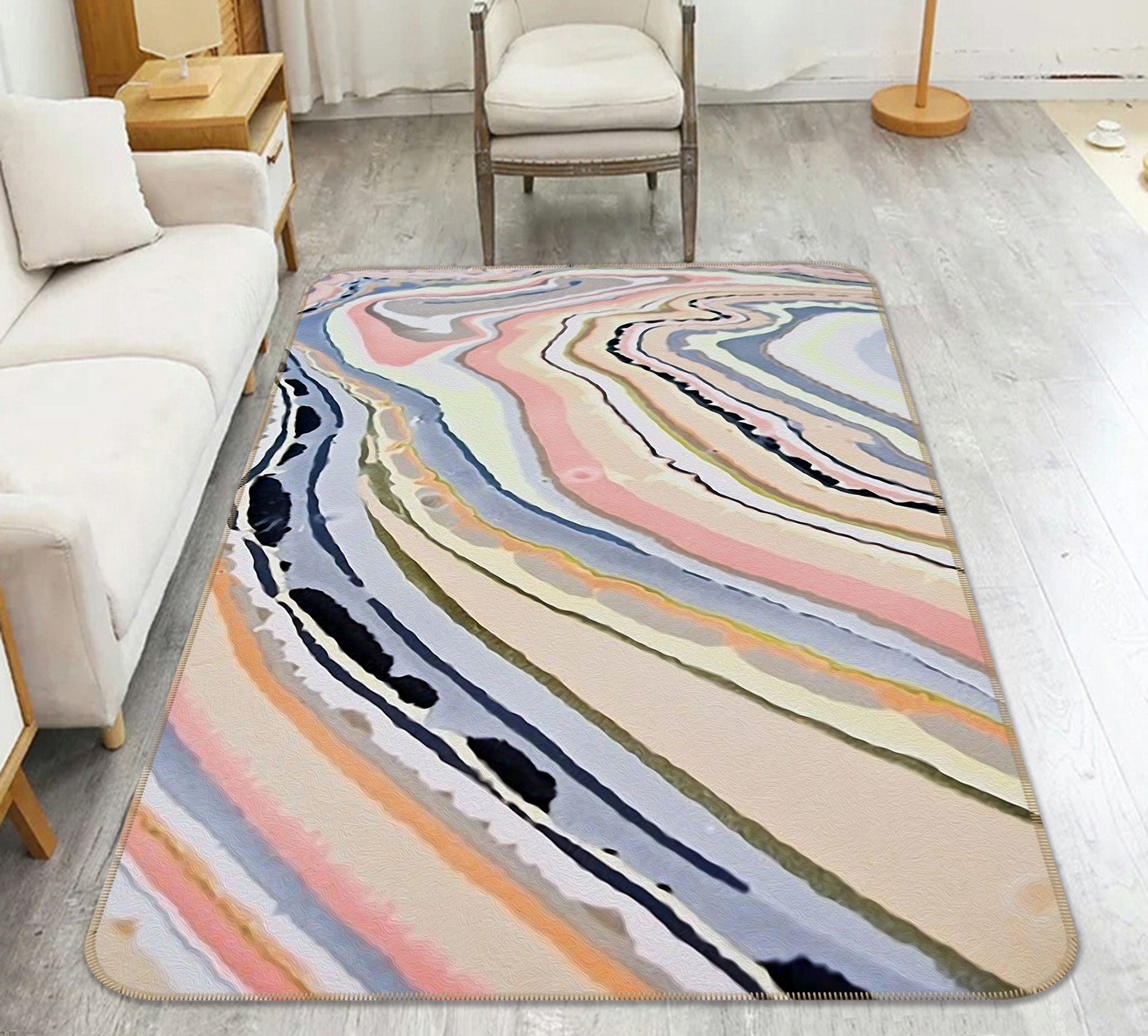 3D Flow Line Pattern 65011 Non Slip Rug Mat