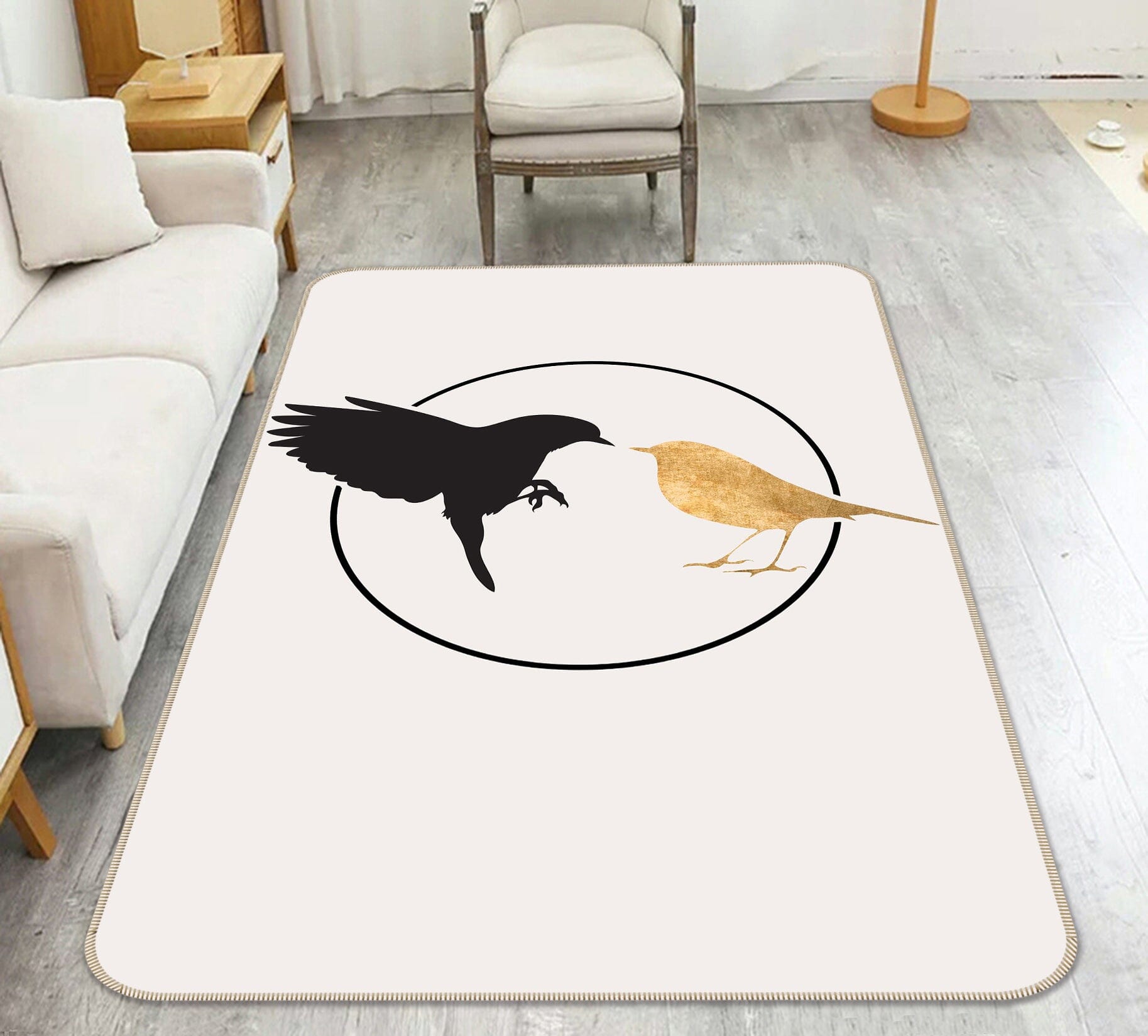 3D Black Bird 1079 Boris Draschoff Rug Non Slip Rug Mat Mat AJ Creativity Home