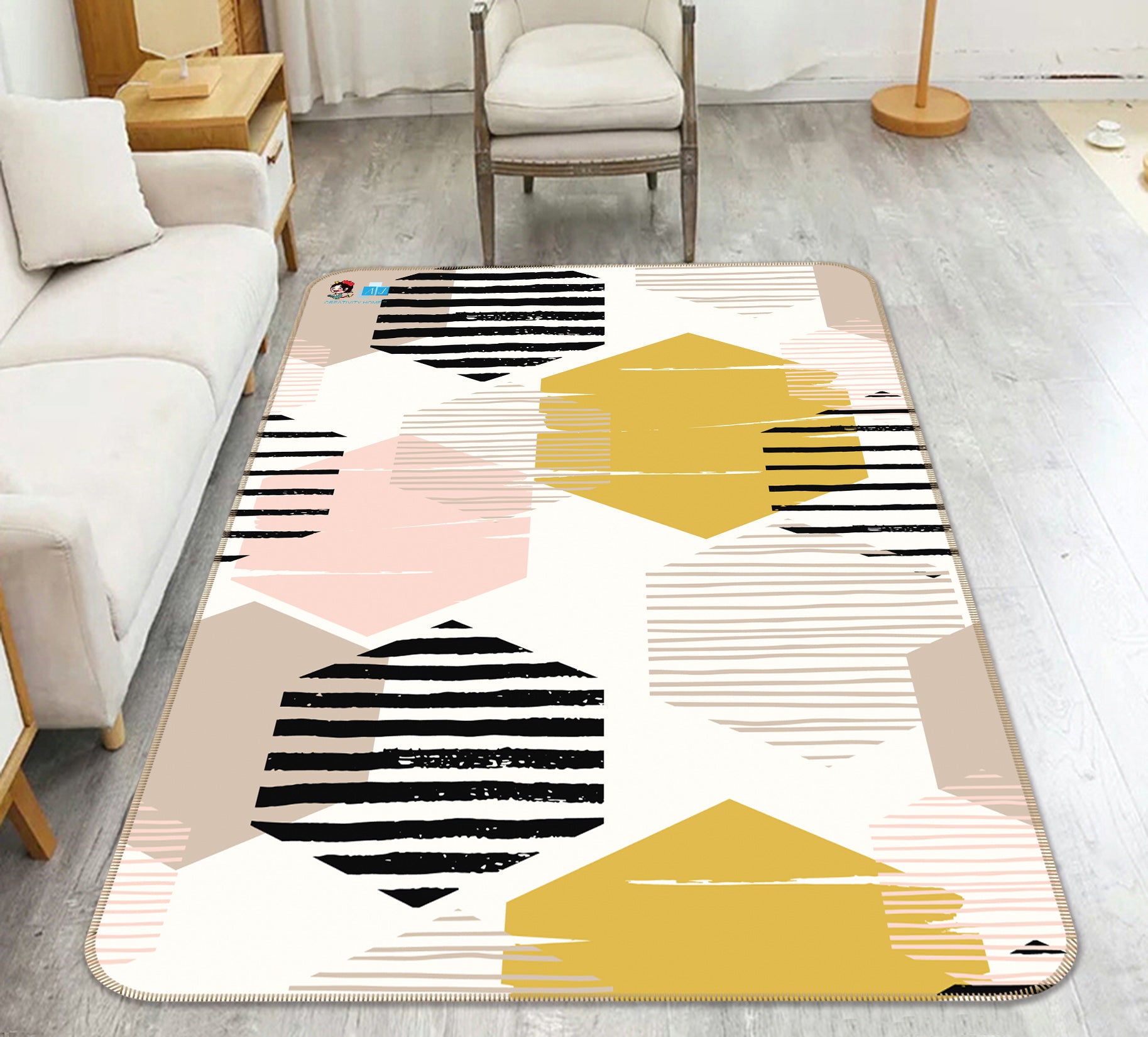 3D Hexagon Pattern 64045 Non Slip Rug Mat