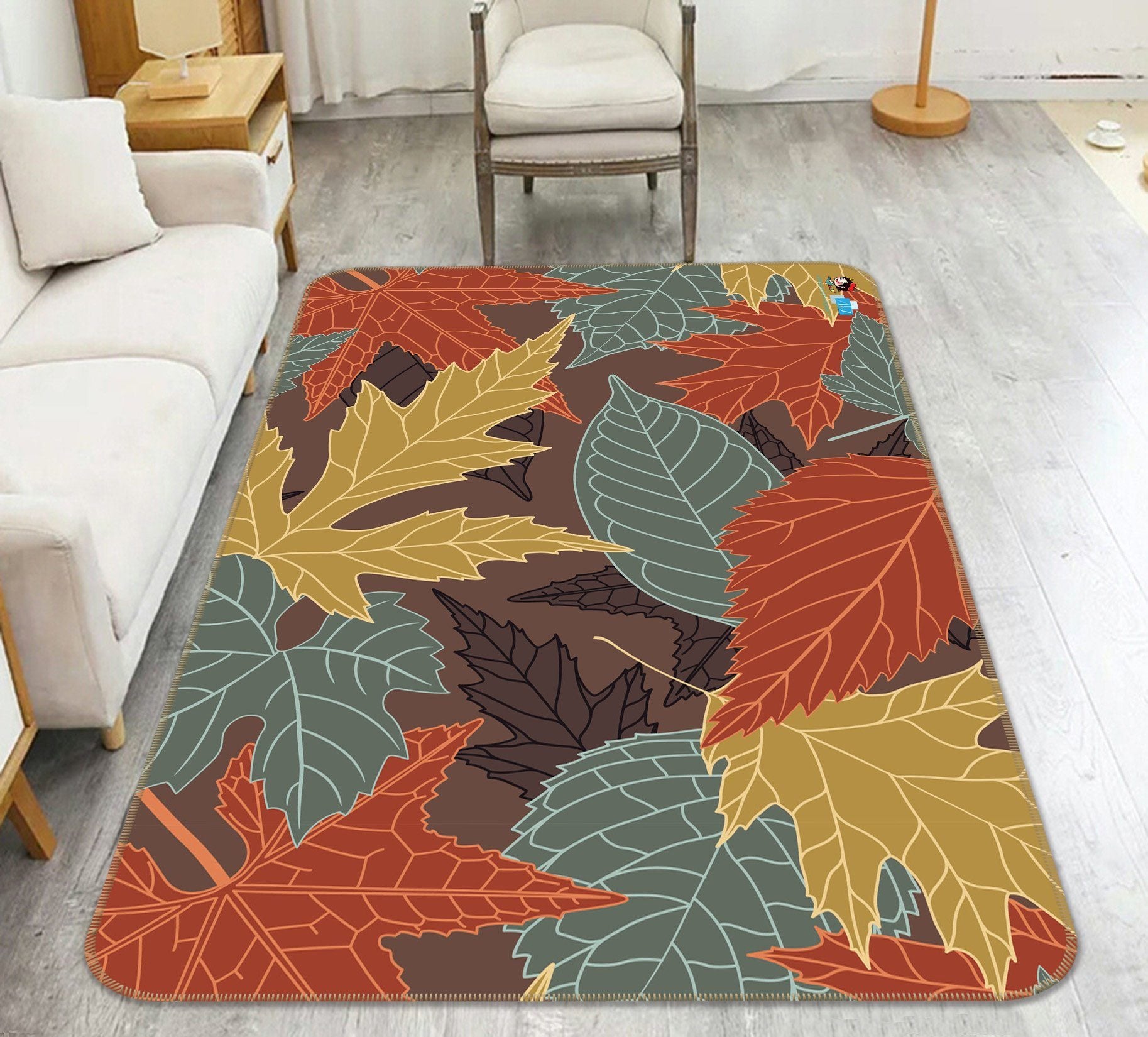 3D Red Leaves 071 Non Slip Rug Mat Mat AJ Creativity Home