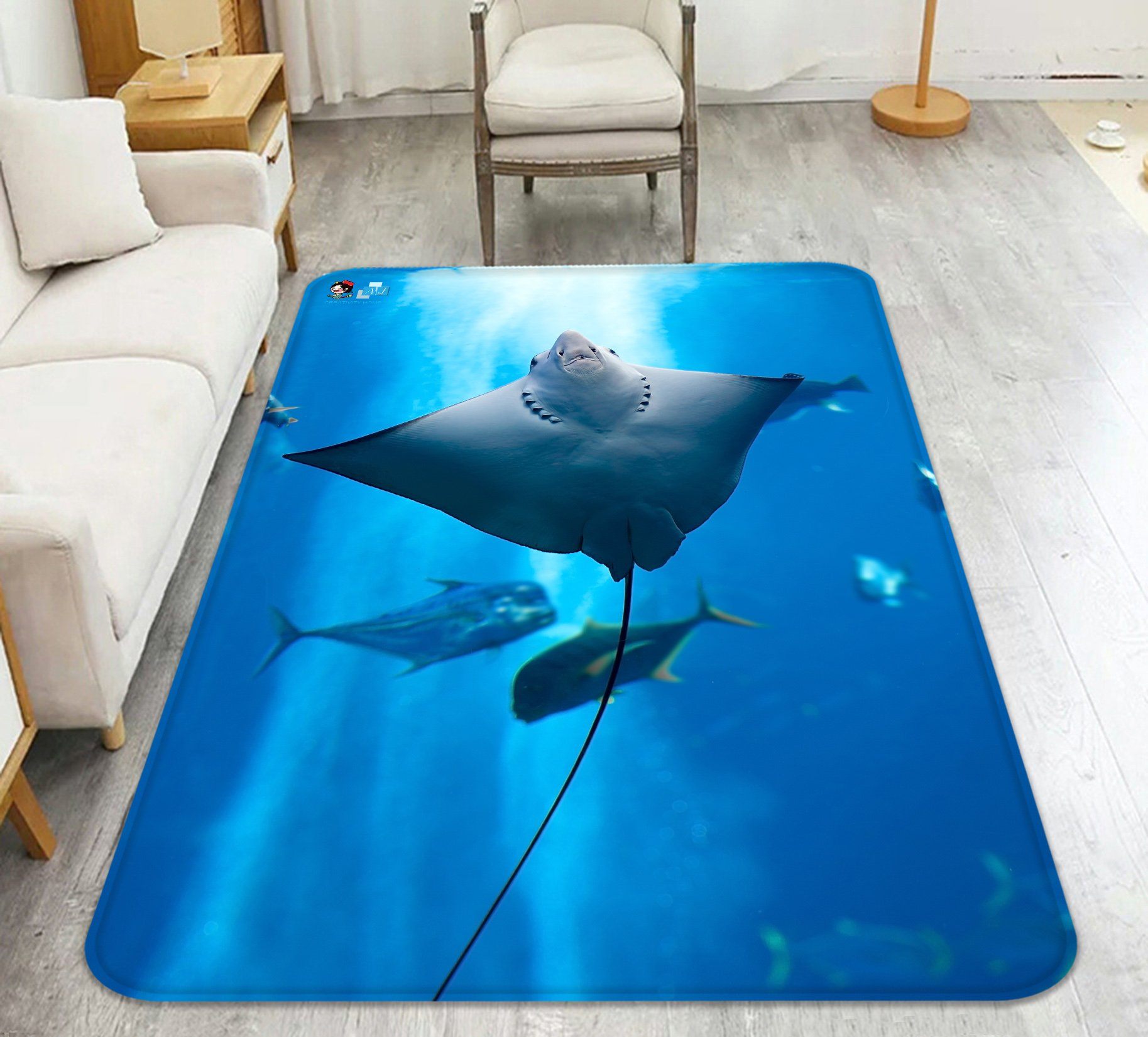 3D Manta Ray 2634 Non Slip Rug Mat Mat AJ Creativity Home
