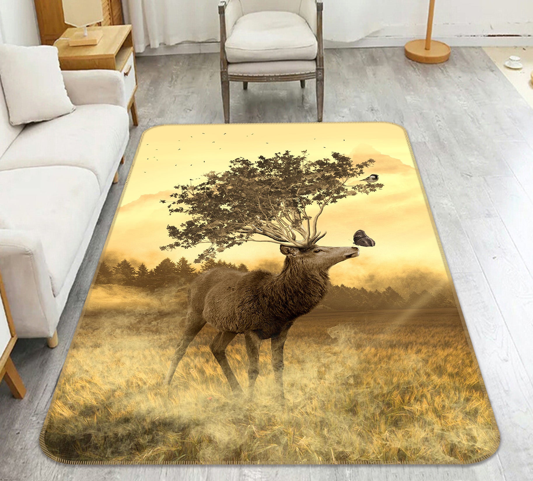 3D Trees Antelope 82177 Animal Non Slip Rug Mat