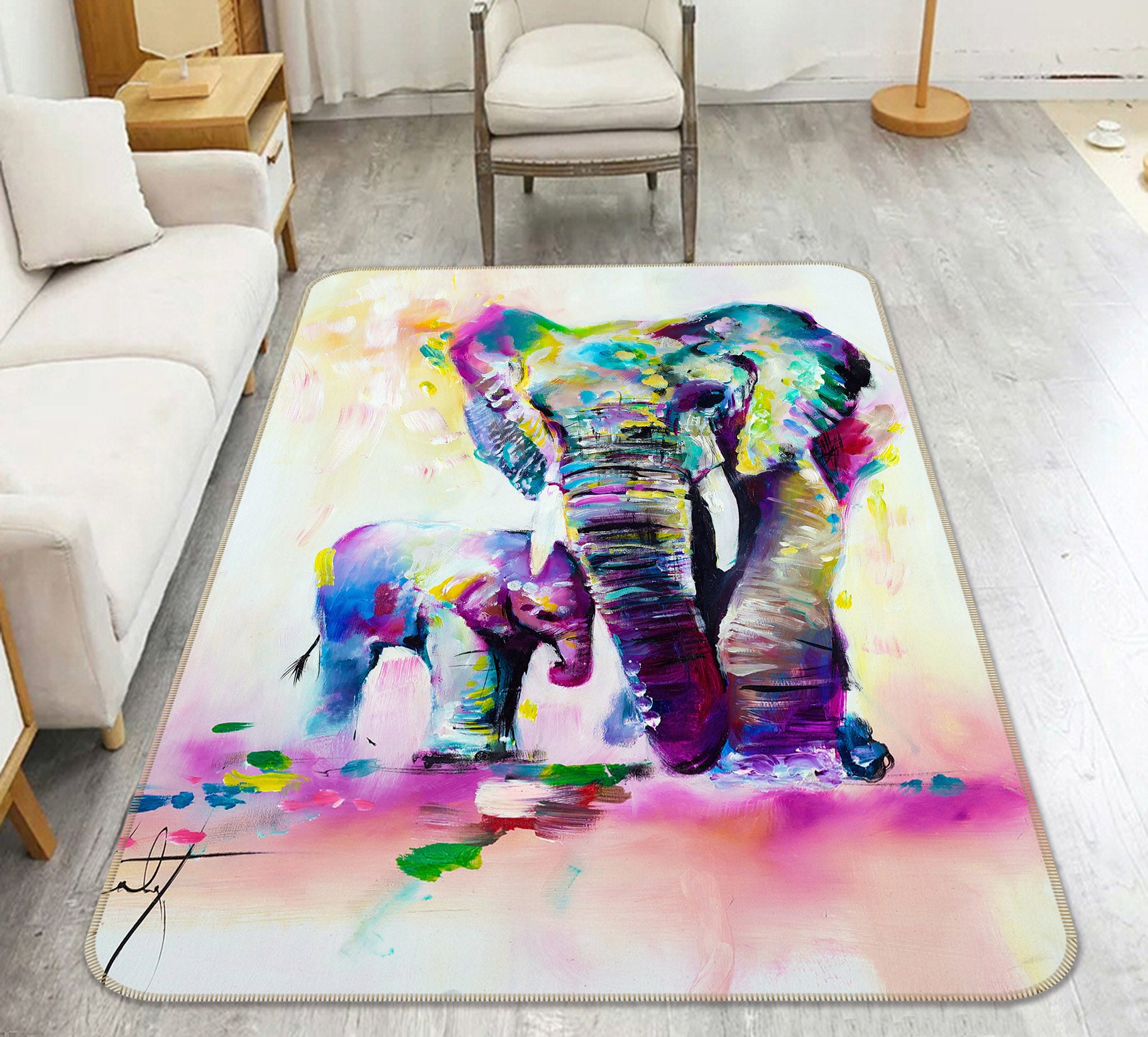 3D Elephant 65053 Non Slip Rug Mat