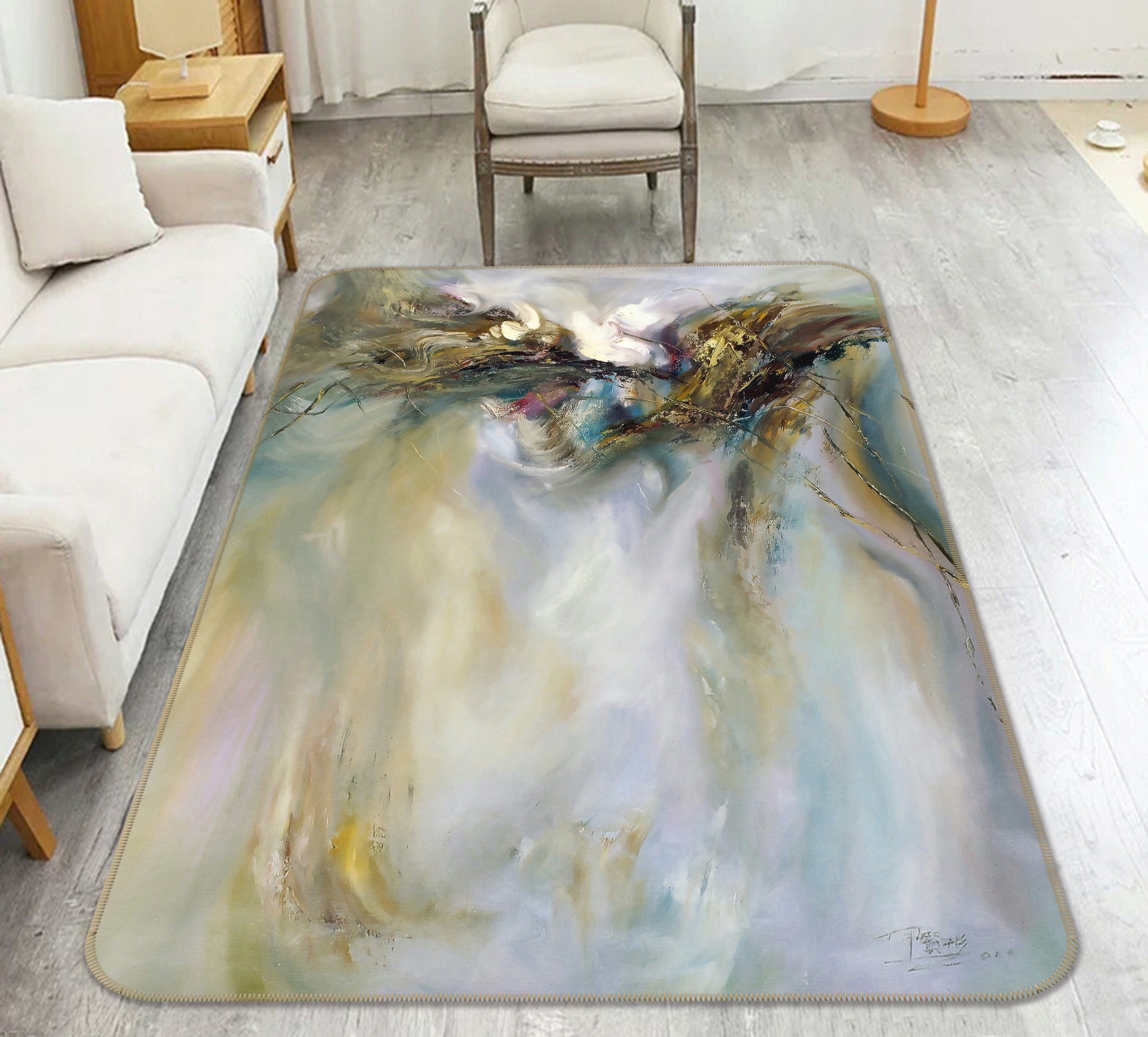 3D Gray Pattern 65038 Non Slip Rug Mat