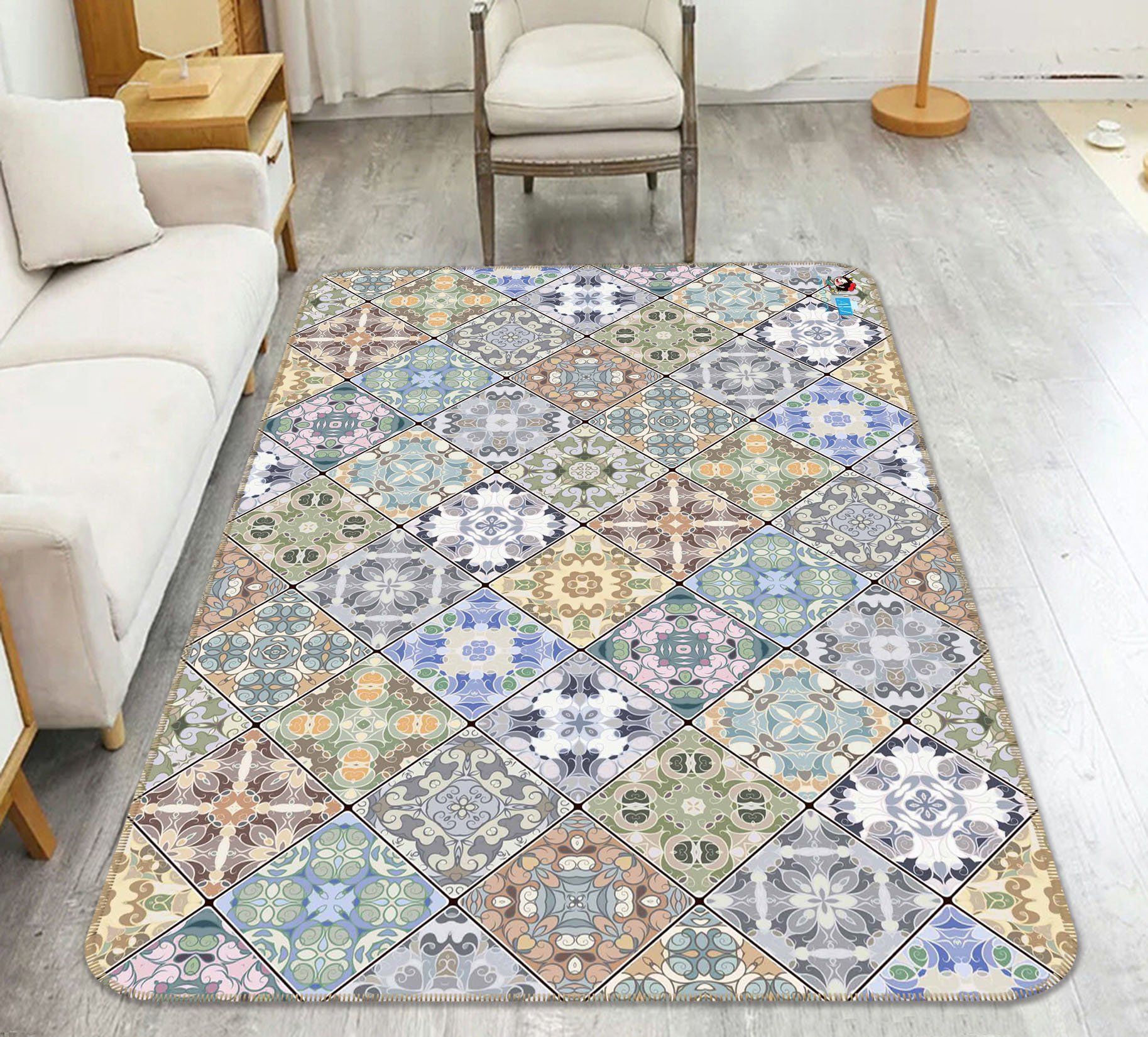 3D Square Pattern 093 Non Slip Rug Mat Mat AJ Creativity Home