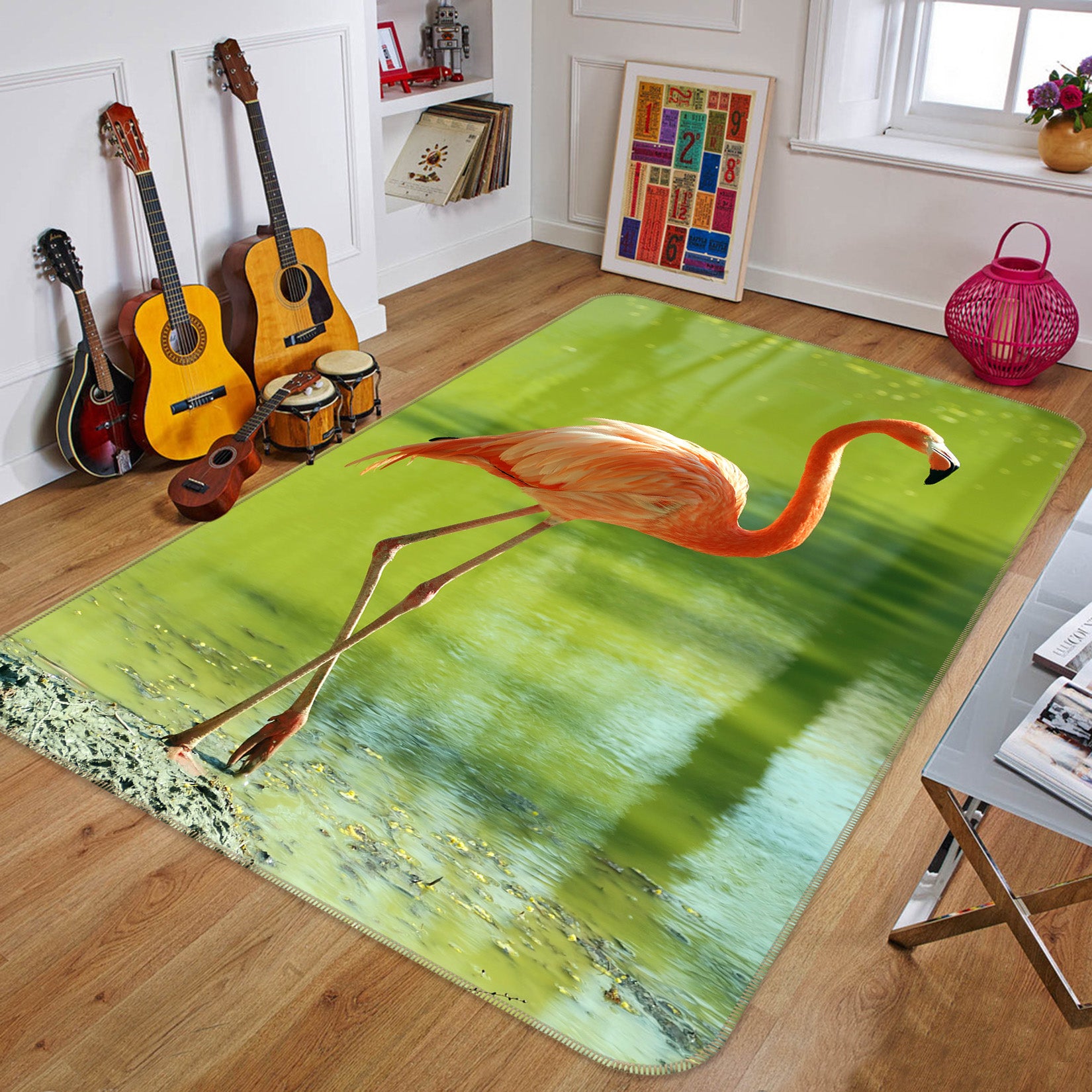 3D Flamingo River 153 Animal Non Slip Rug Mat