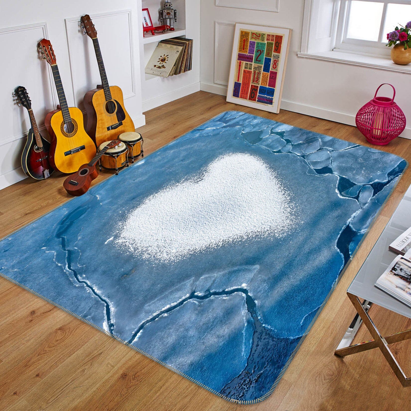 3D Heart 1124 Marco Carmassi Rug Non Slip Rug Mat Mat AJ Creativity Home