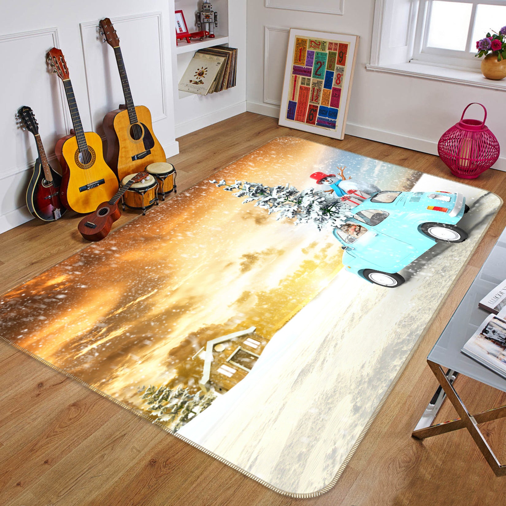 3D Snow Mint Green Car 67207 Vehicle Non Slip Rug Mat