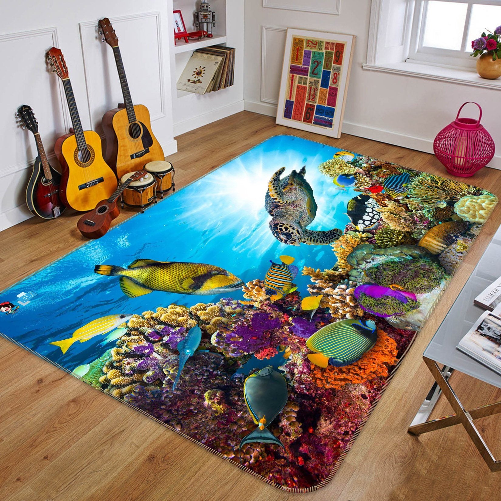 3D Turtle Coral 362 Non Slip Rug Mat Mat AJ Creativity Home