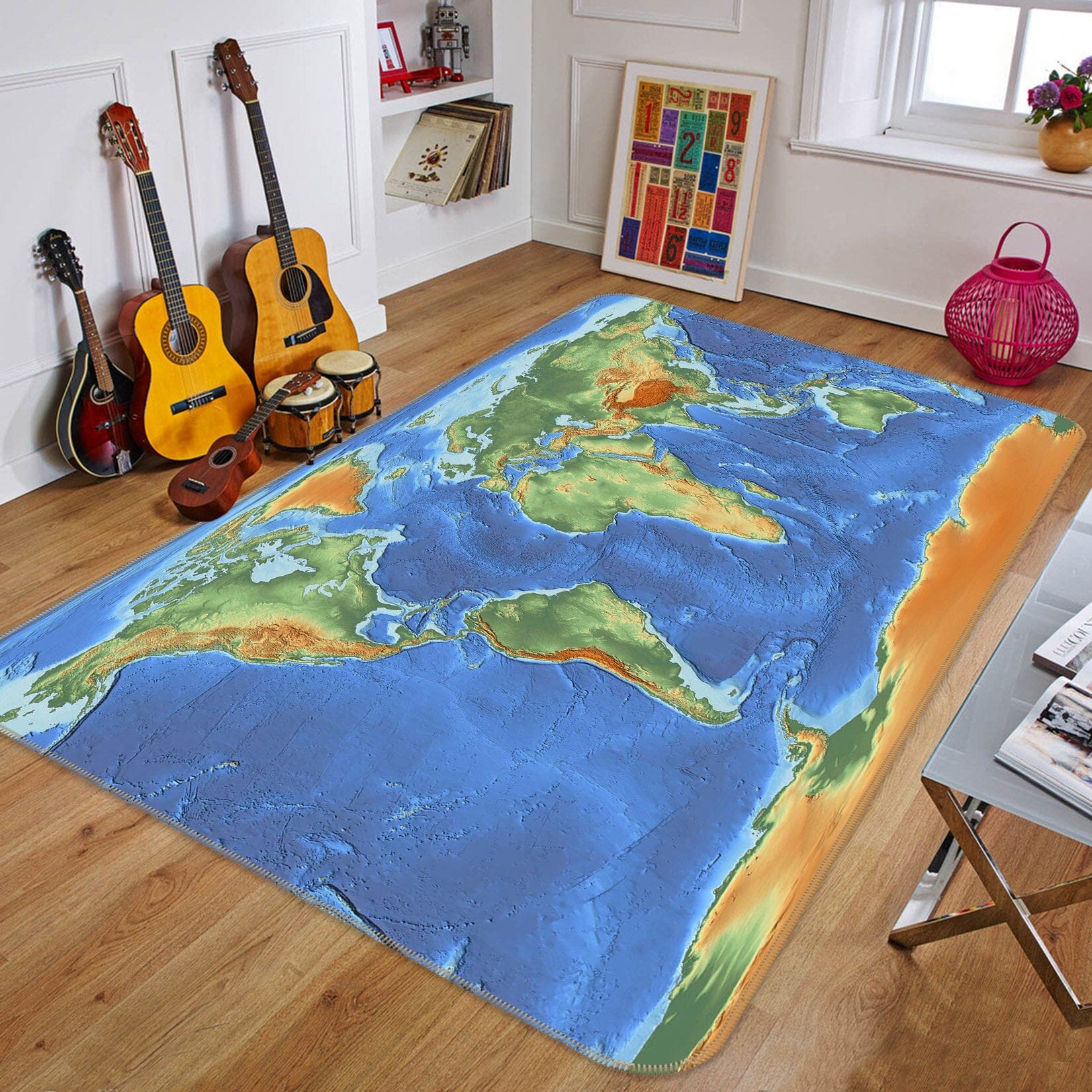 3D Volcano Eruption 220 World Map Non Slip Rug Mat Mat AJ Creativity Home