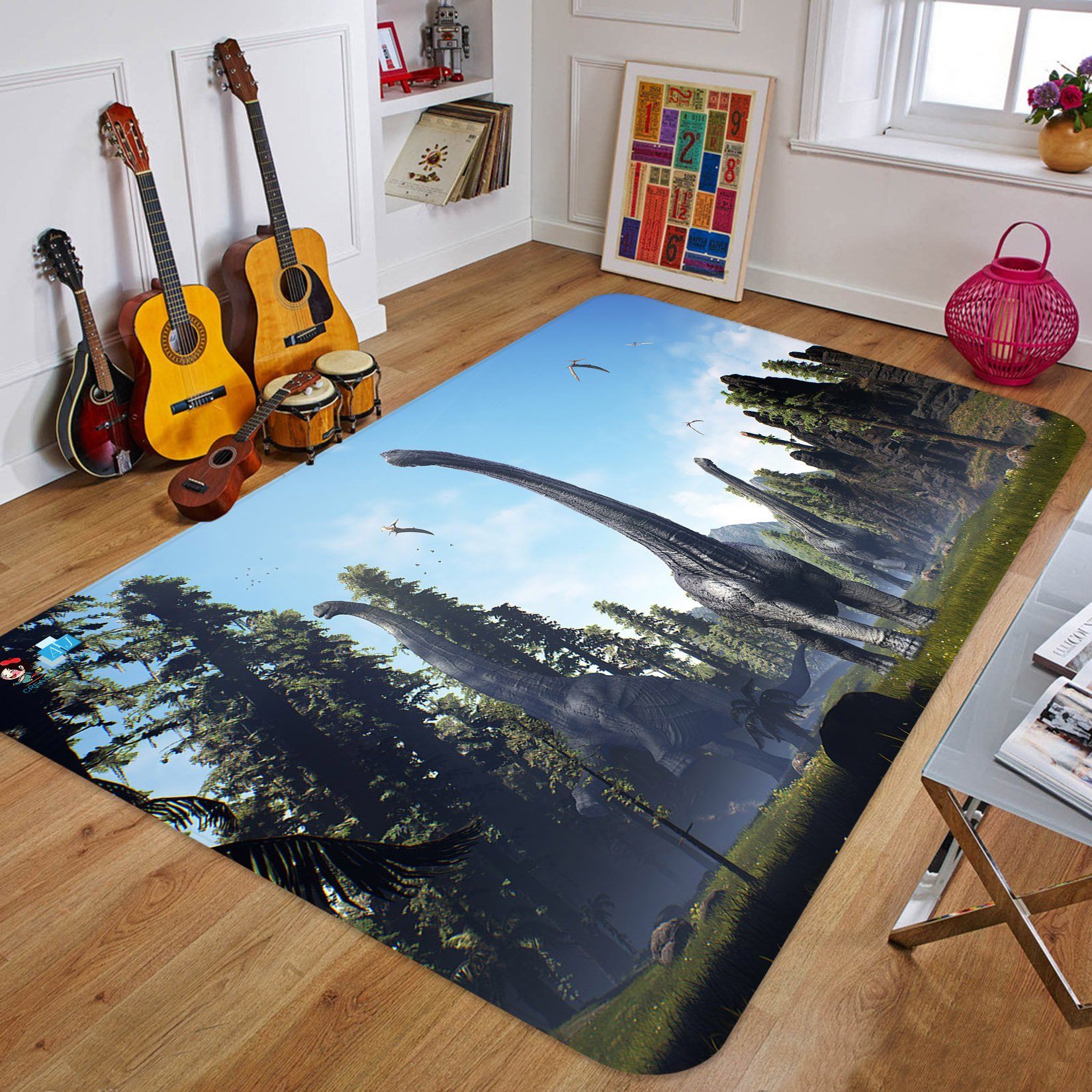 3D Forest Brontosaurus 51 Non Slip Rug Mat Mat AJ Creativity Home