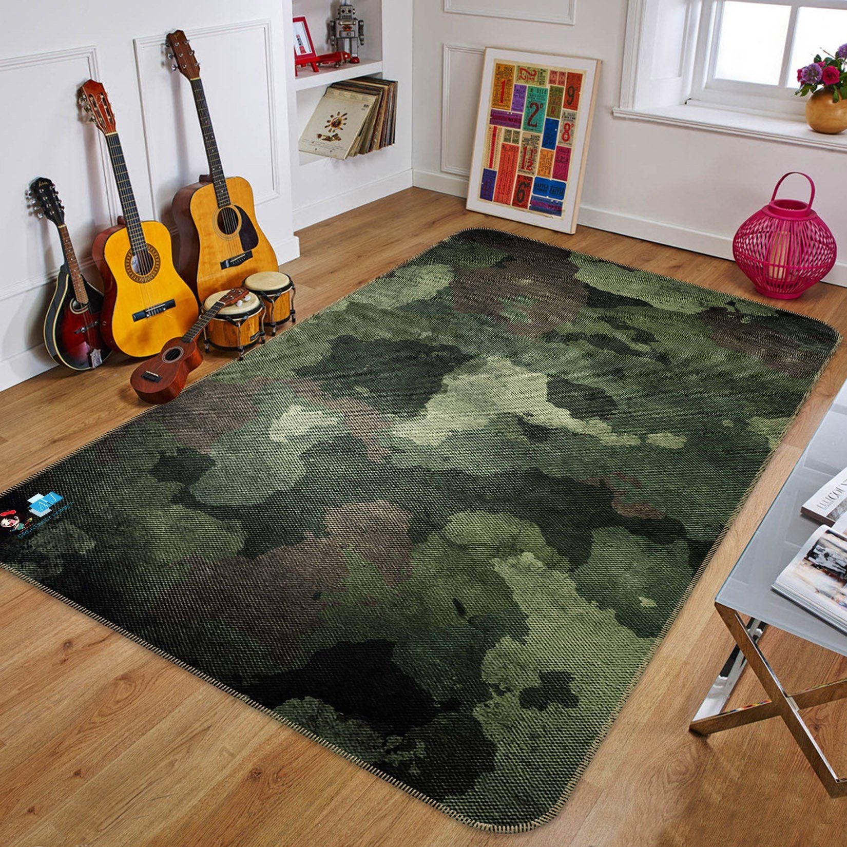 3D Green Cloth 101 Non Slip Rug Mat Mat AJ Creativity Home