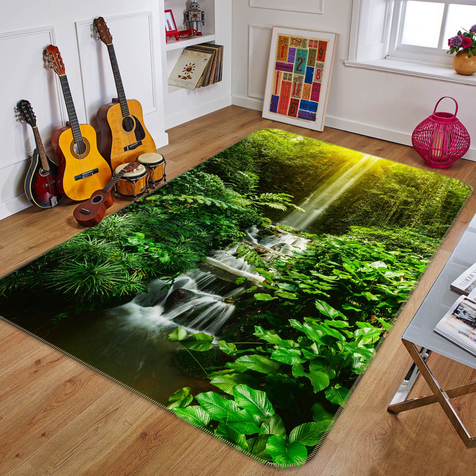 3D Jungle Waterfall 26124 Non Slip Rug Mat