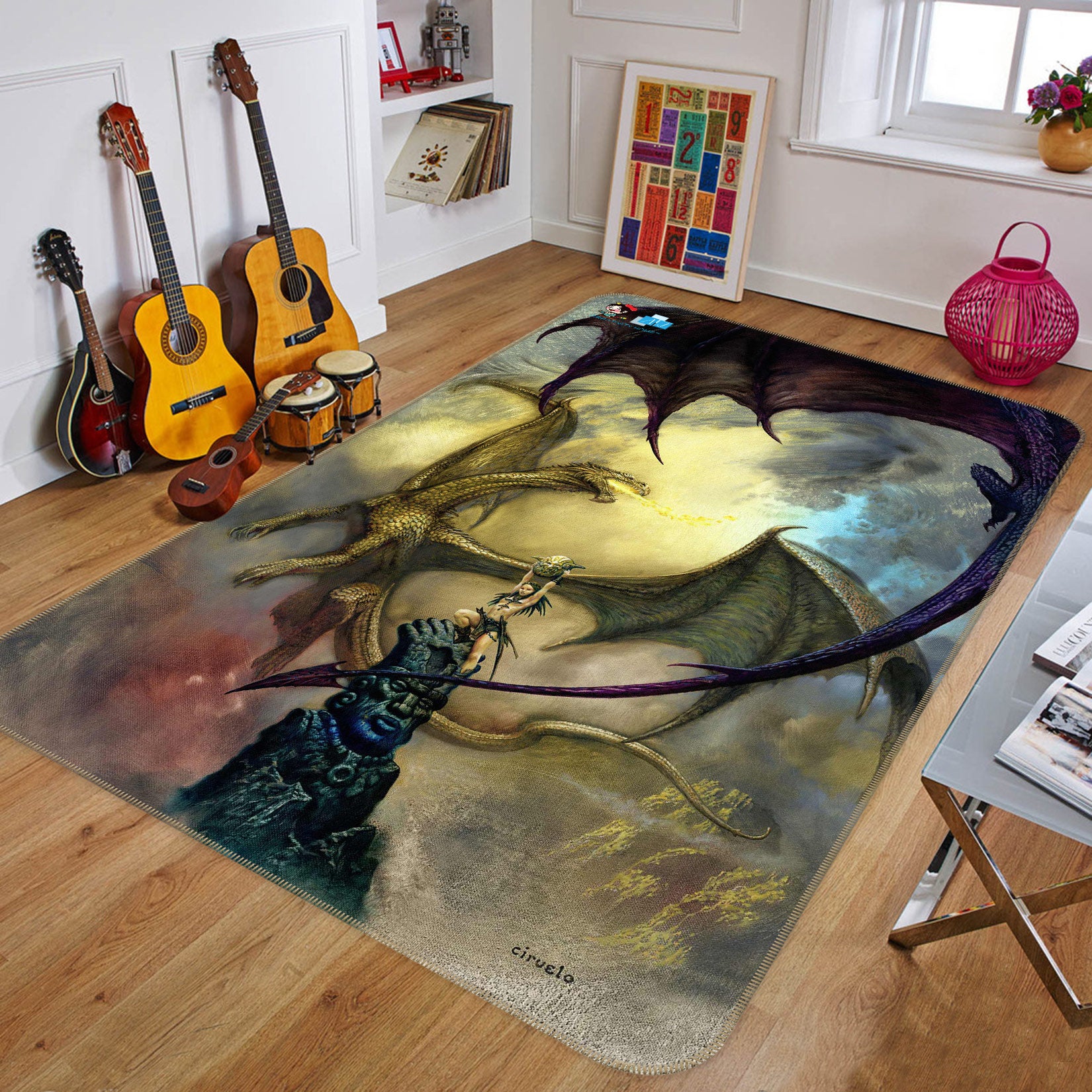 3D Dragon Egg 6048 Ciruelo Rug Non Slip Rug Mat