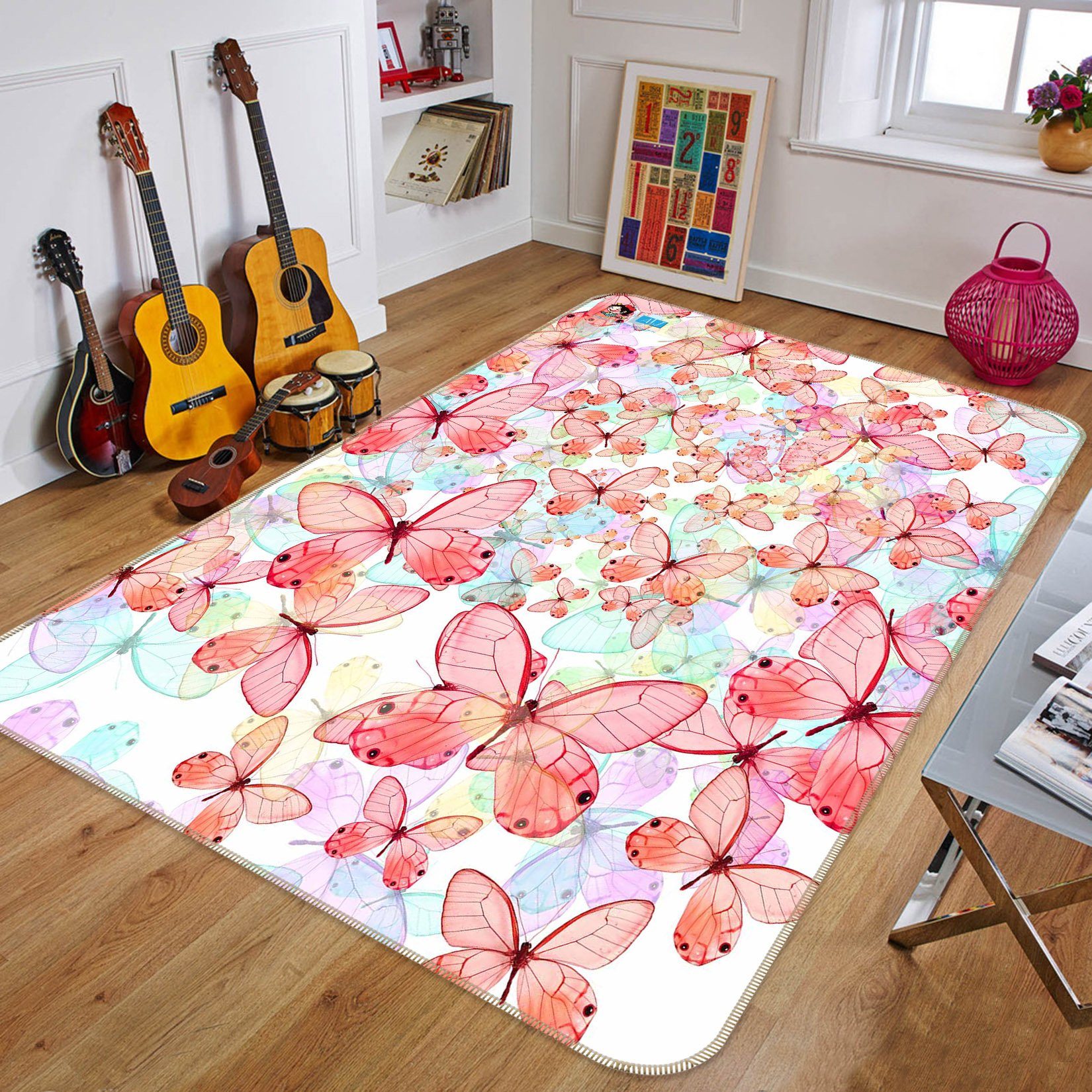 3D Pretty Butterflies 222 Non Slip Rug Mat Mat AJ Creativity Home