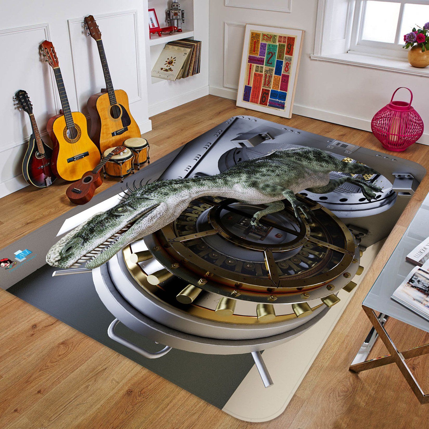 3D Spaceship Dinosaur 11 Non Slip Rug Mat Mat AJ Creativity Home