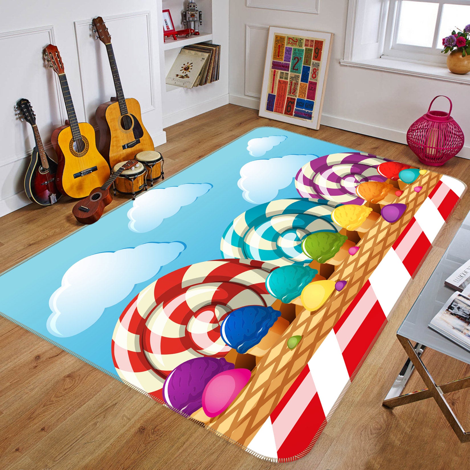 3D Candy Ice Cream 77014 Non Slip Rug Mat
