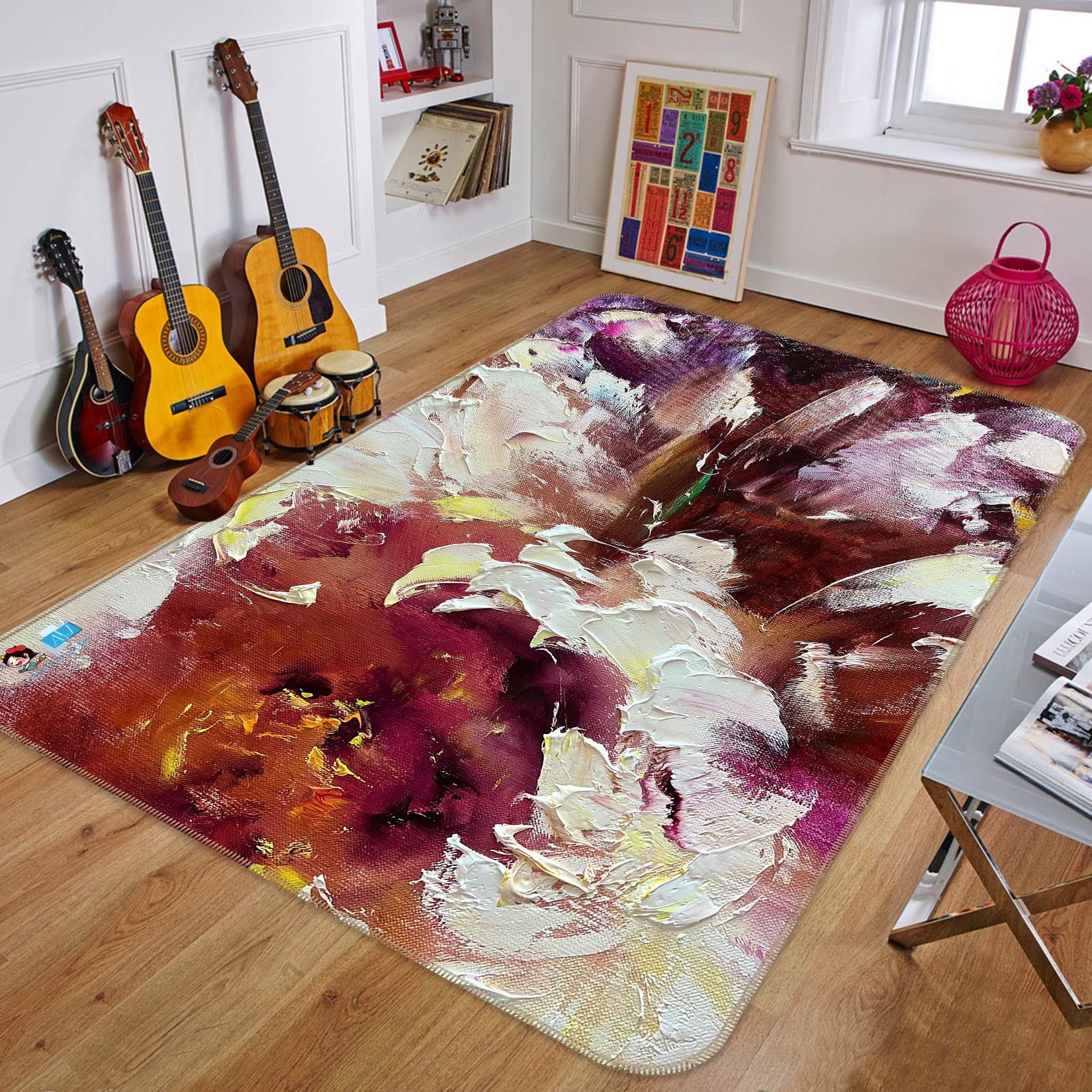 3D Flower Paint 1107 Skromova Marina Rug Non Slip Rug Mat