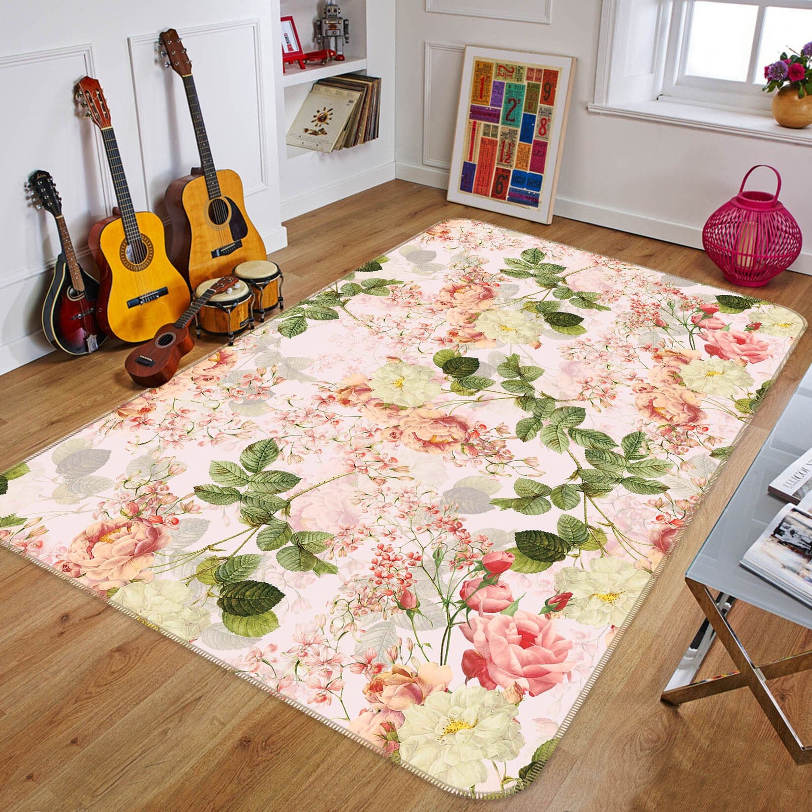 3D Painted Pink 123 Uta Naumann Rug Non Slip Rug Mat Mat AJ Creativity Home