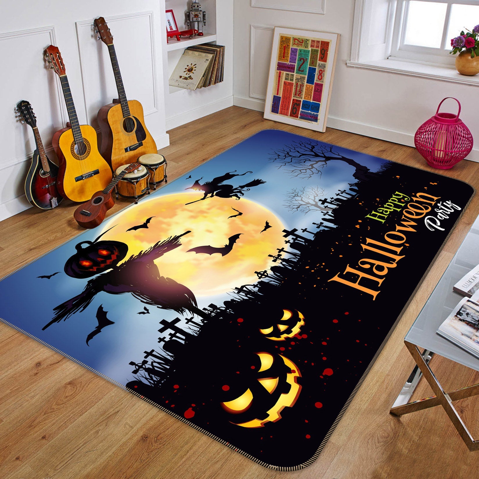 3D Scarecrow Moon 206 Halloween Non Slip Rug Mat Mat AJ Creativity Home