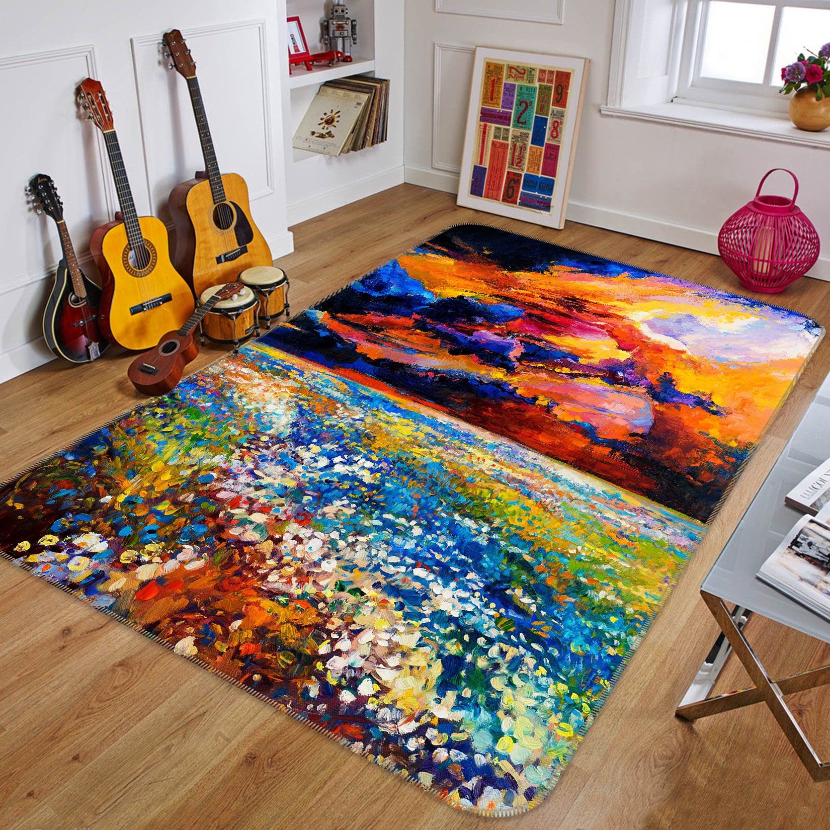3D Flower Bush Sky 33054 Non Slip Rug Mat