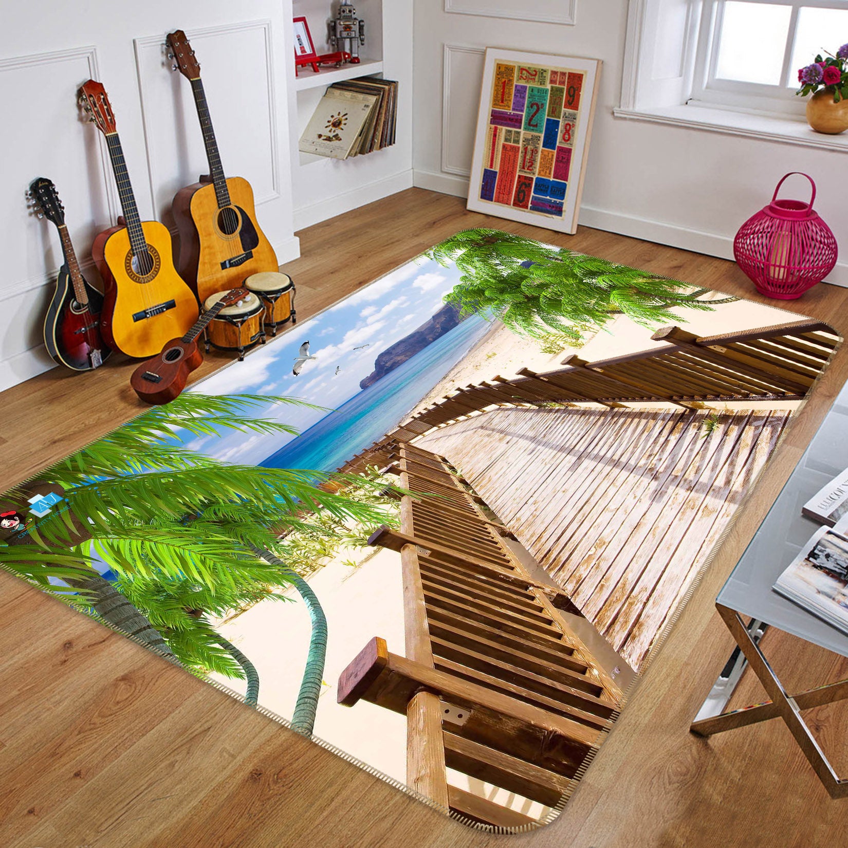 3D Beach Corridor 66089 Non Slip Rug Mat