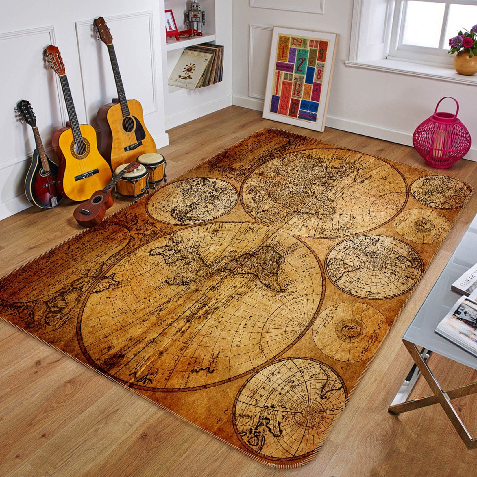 3D Precision Lines 225 World Map Non Slip Rug Mat Mat AJ Creativity Home