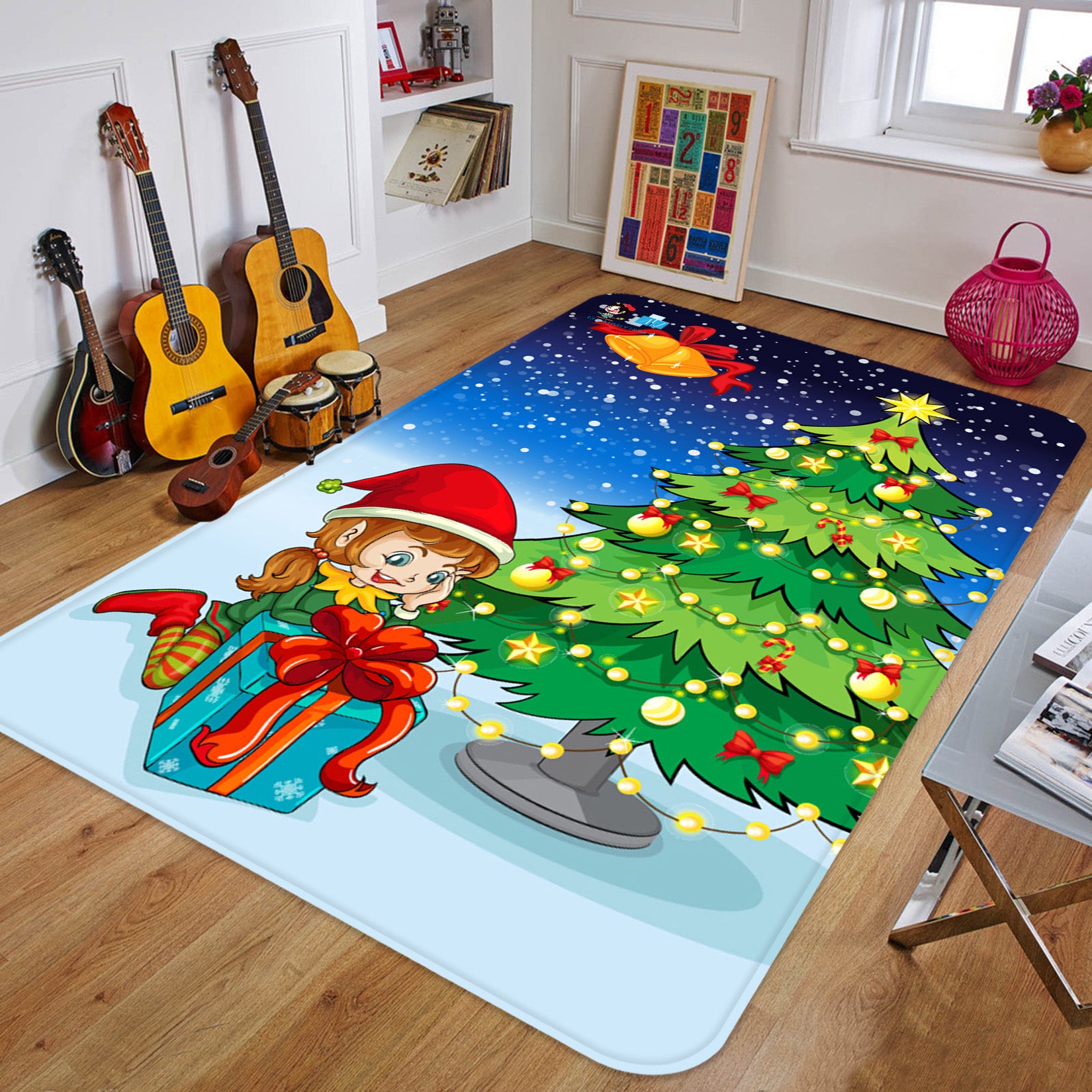 3D Gift Tree 65216 Christmas Non Slip Rug Mat Xmas