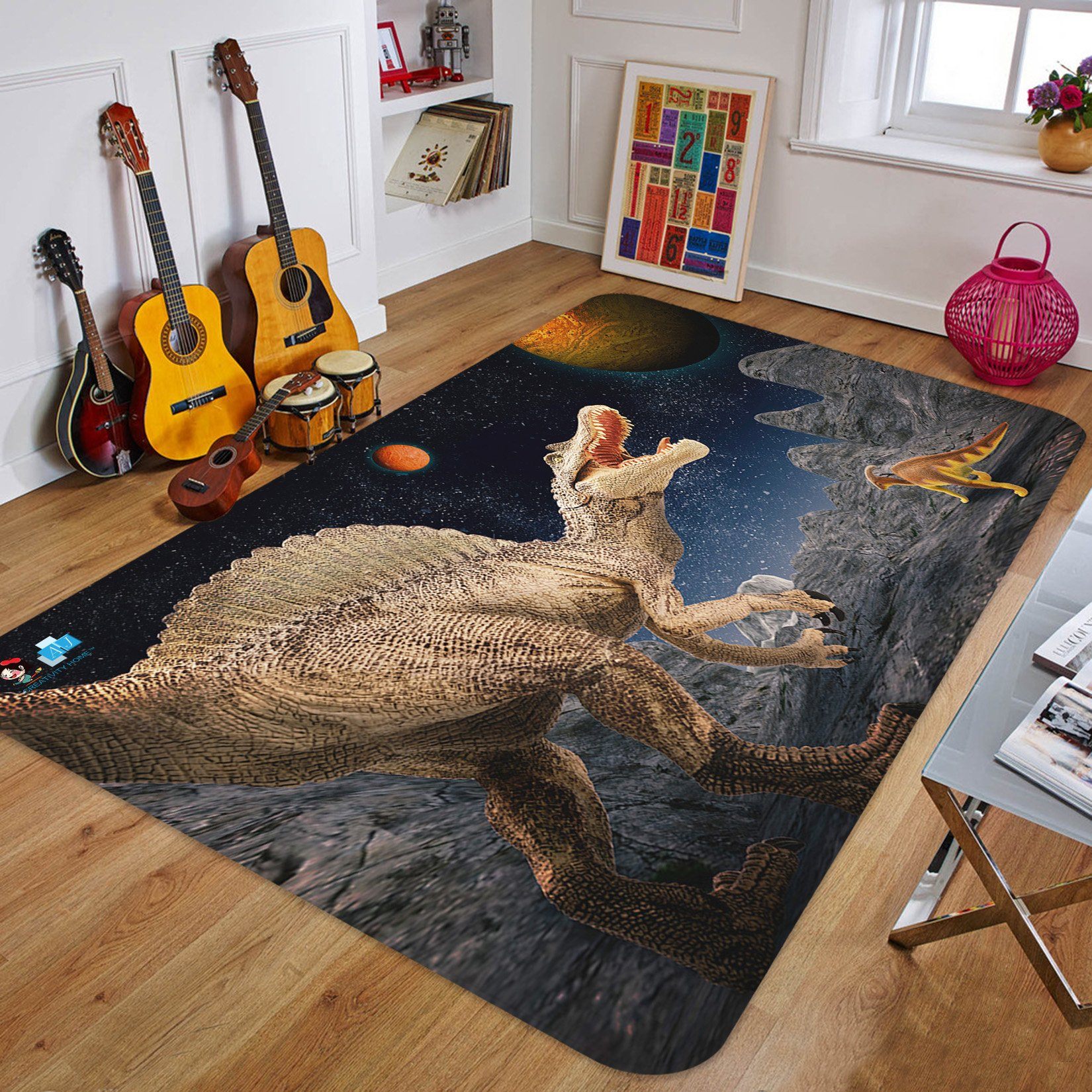 3D Space Planet Dinosaur 59 Non Slip Rug Mat Mat AJ Creativity Home