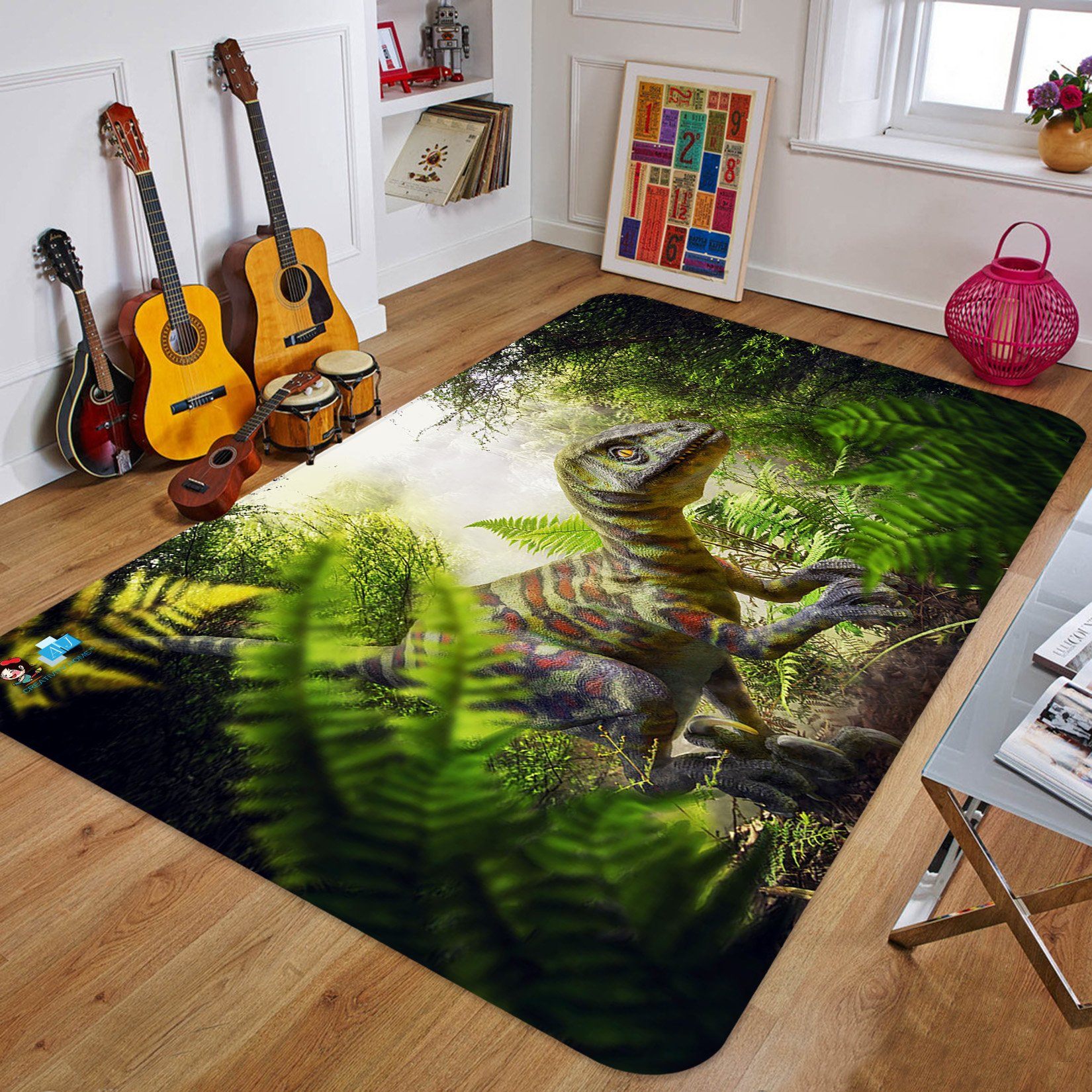 3D Wood Green Dragon 17 Non Slip Rug Mat Mat AJ Creativity Home