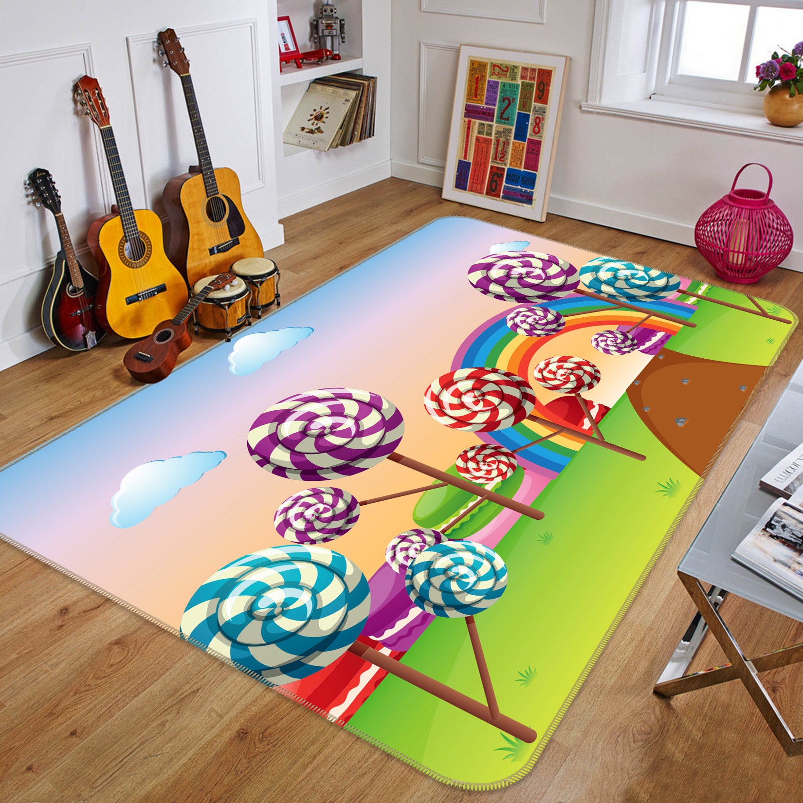 3D Colorful Fruit Tree Rainbow 77012 Non Slip Rug Mat